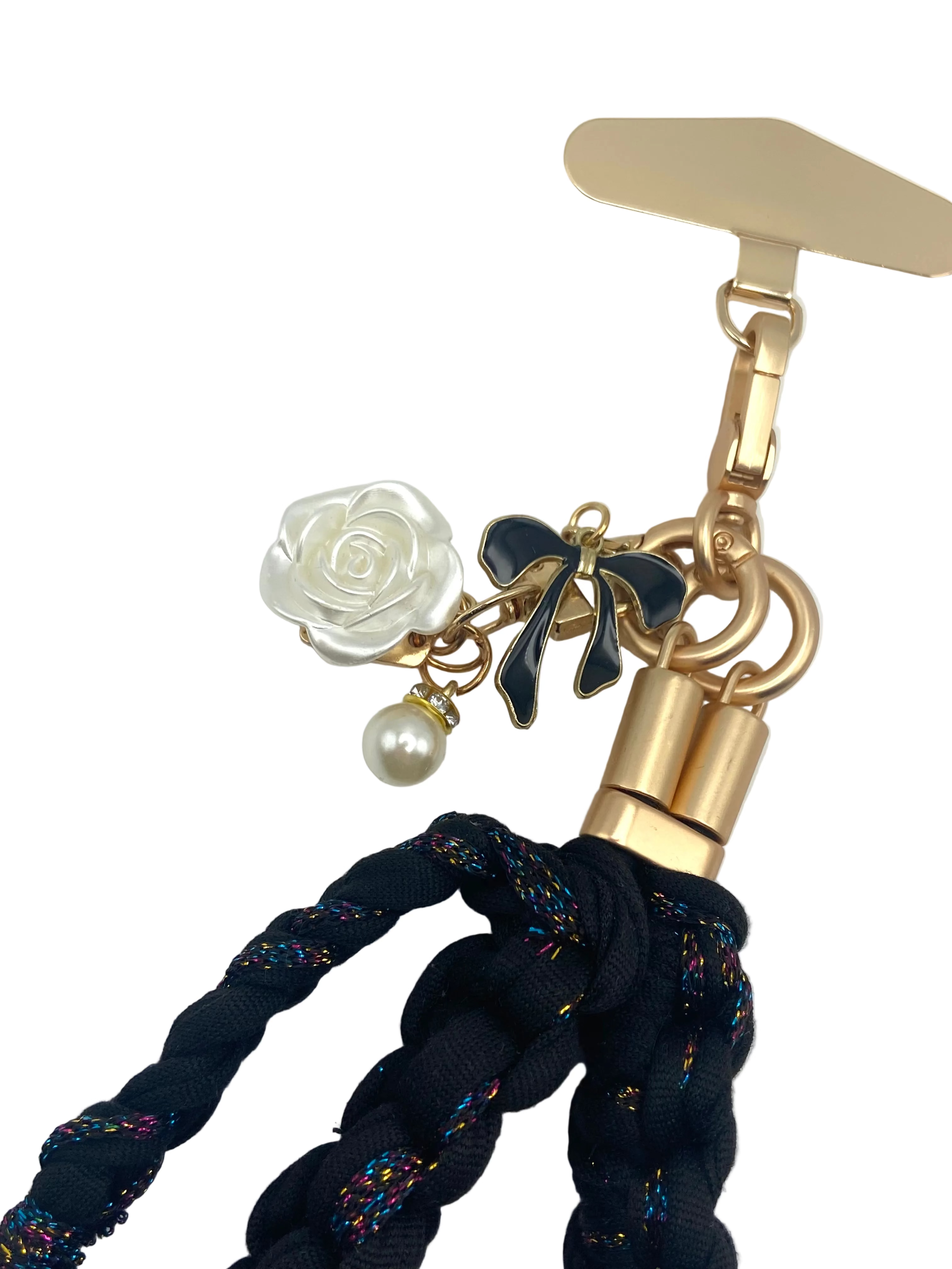 Grigri en macramé Tokyo noir et lurex