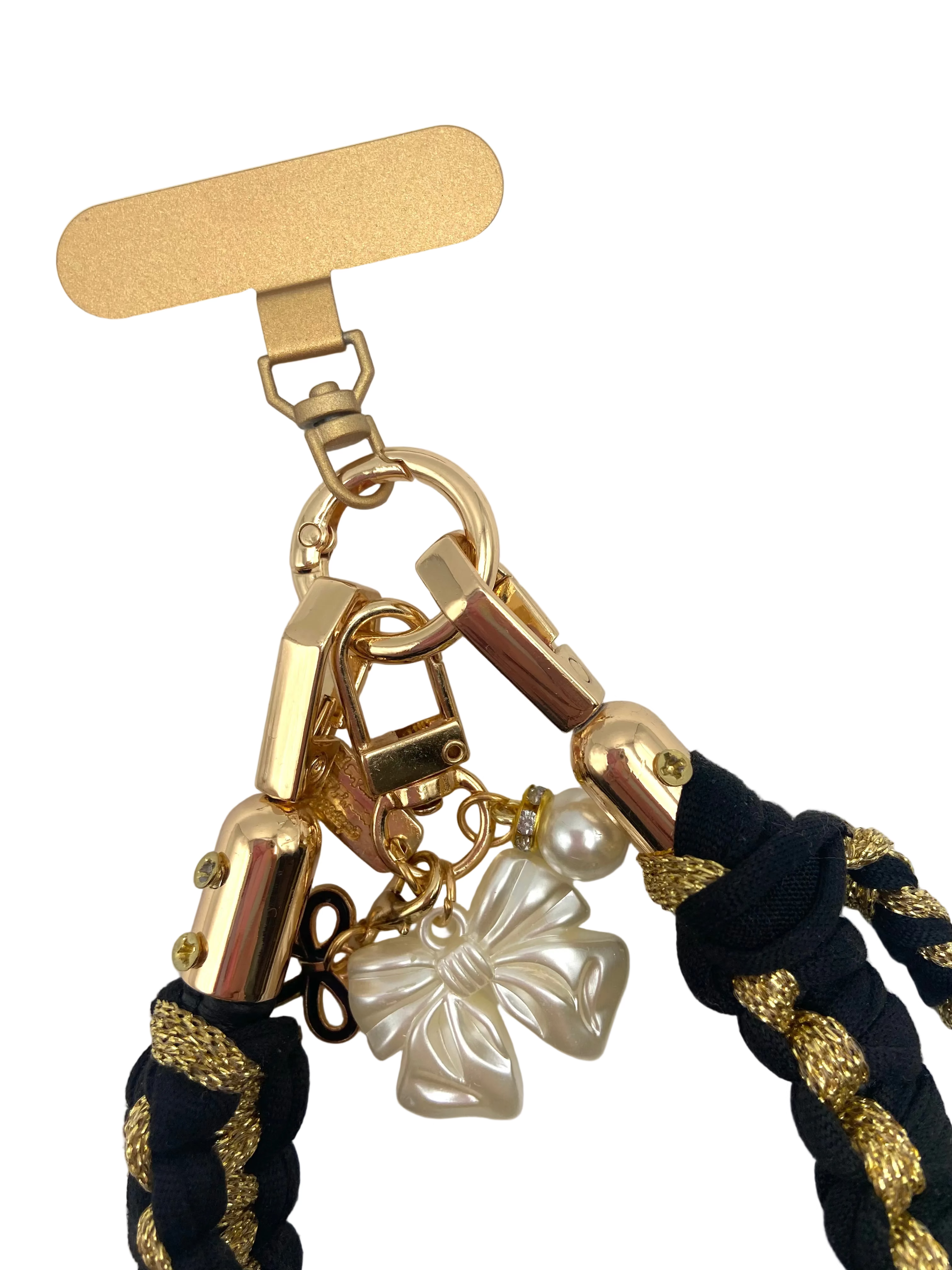 Grigri en macramé Tokyo noir et or