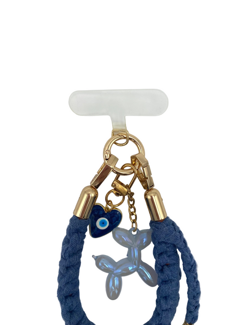 Grigri en macramé Tokyo bleu