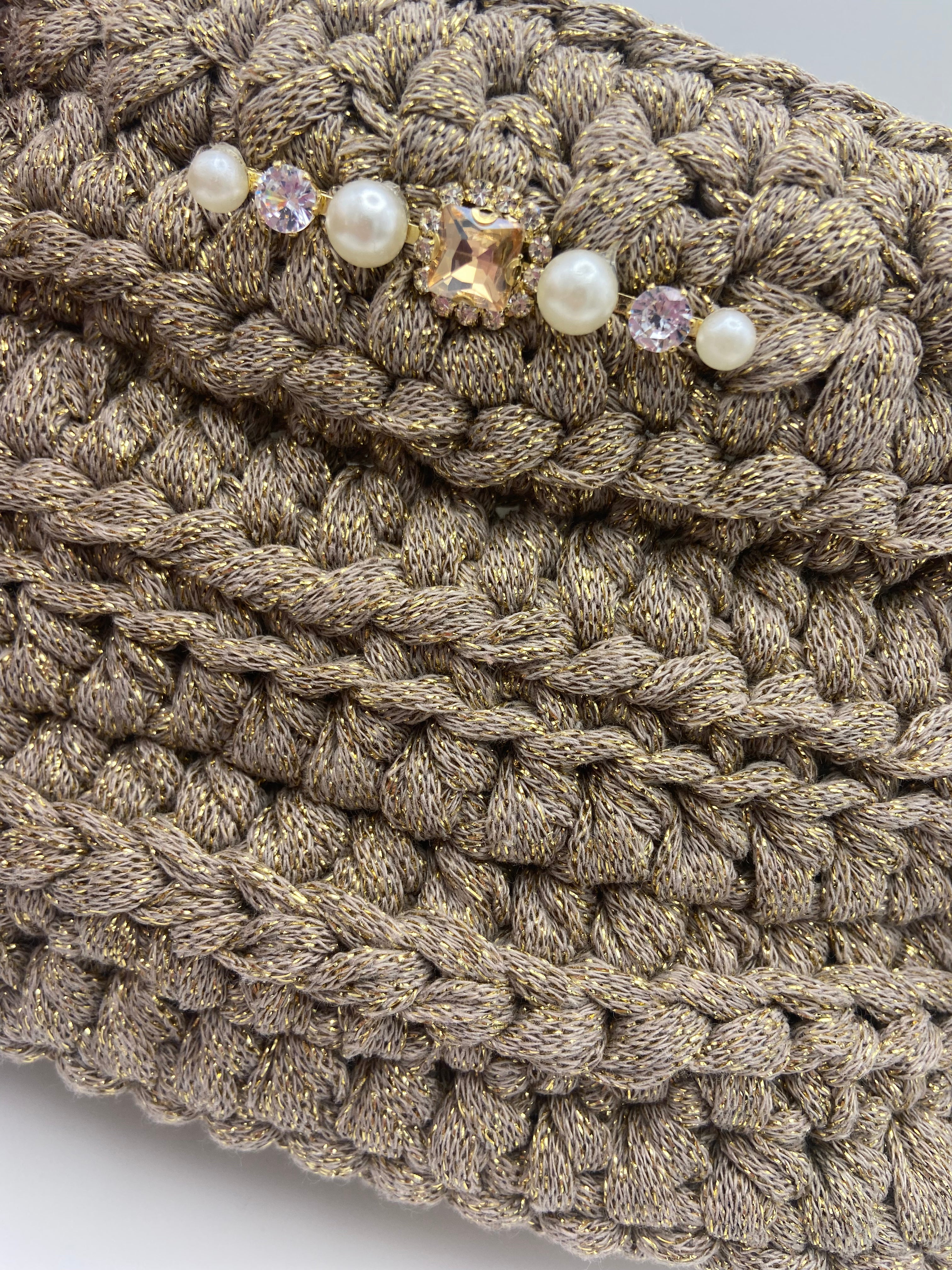 Sac Sydney en crochet beige lurex