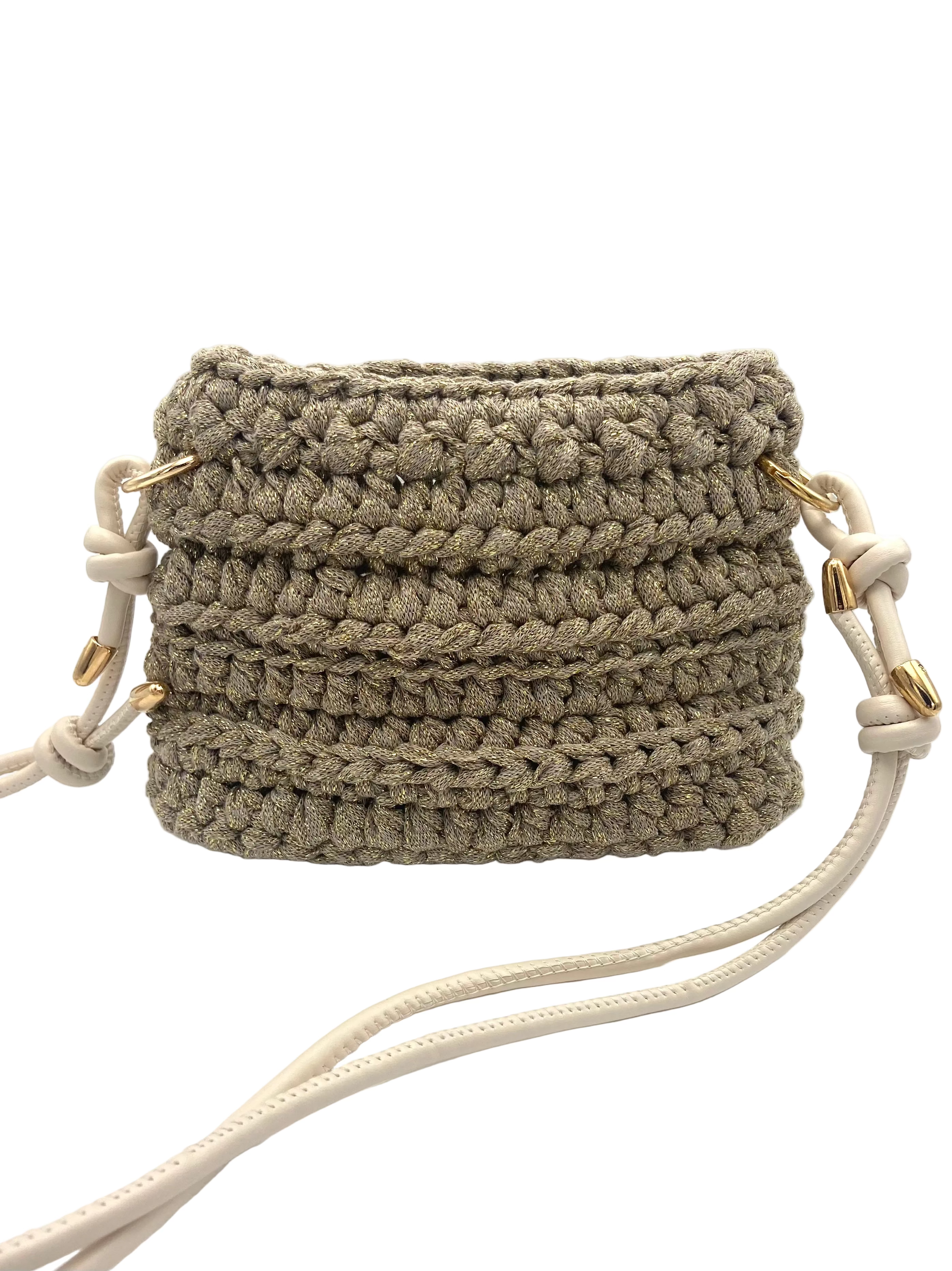 Sac Sydney en crochet beige lurex