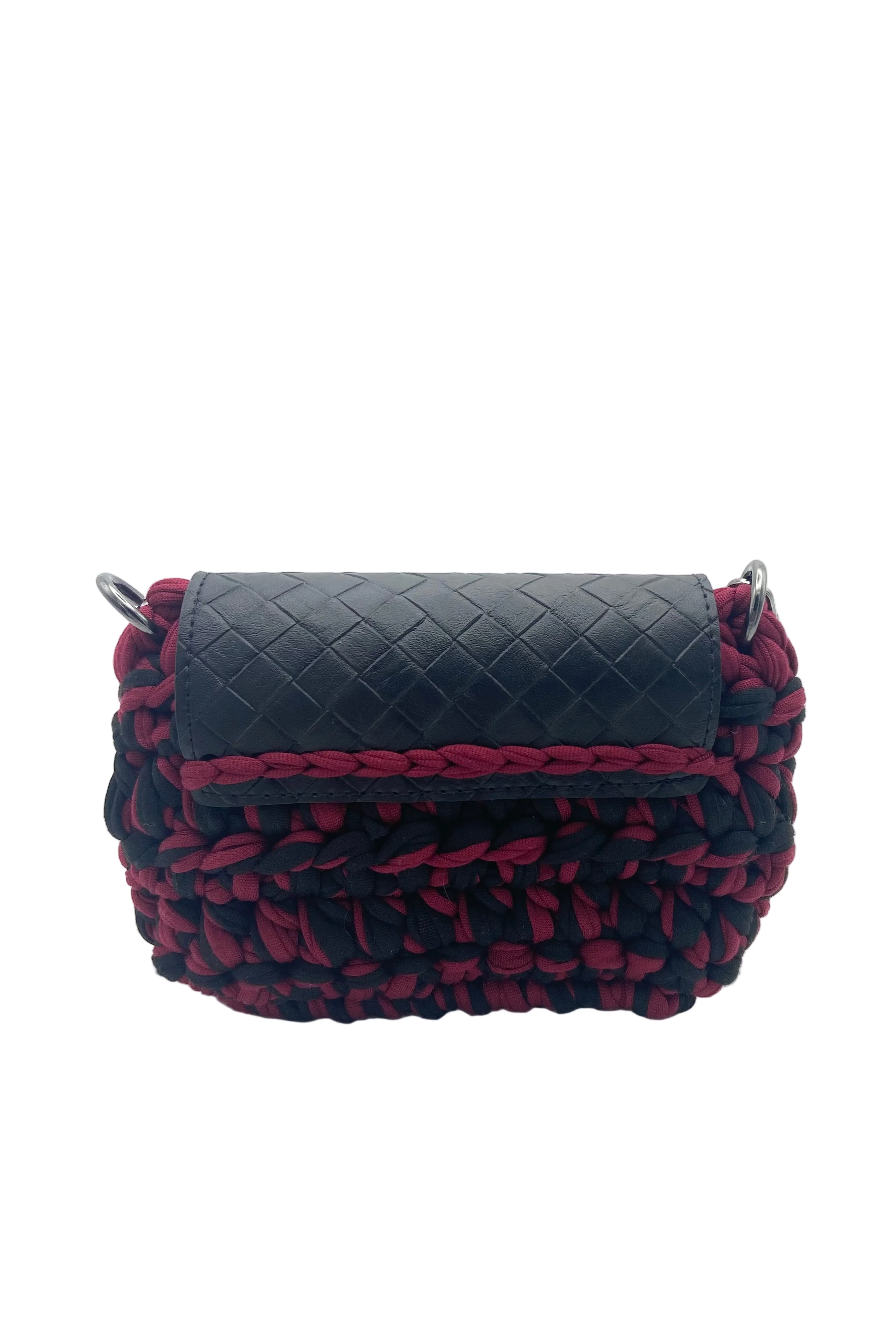 Mini pochette Oslo en crochet noir et bordeaux