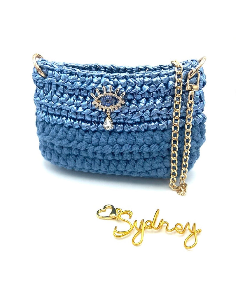 Sac Sydney en crochet bleus