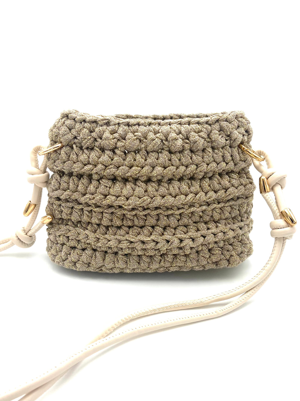 Sac Sydney en crochet beige lurex