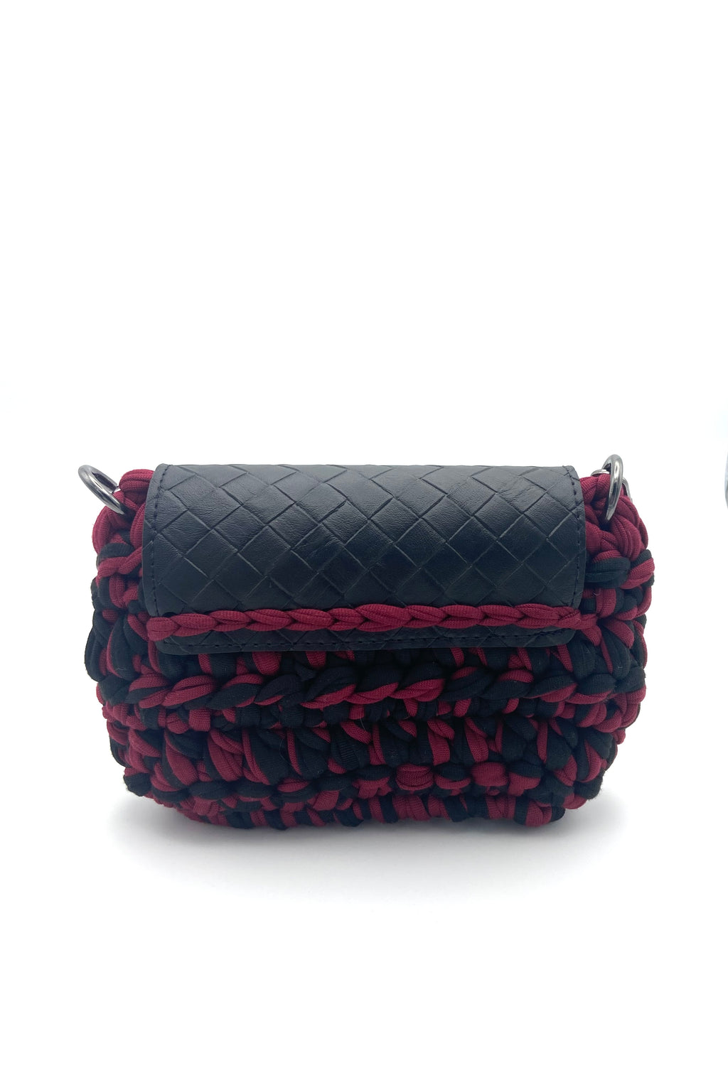 Mini pochette Oslo en crochet noir et bordeaux
