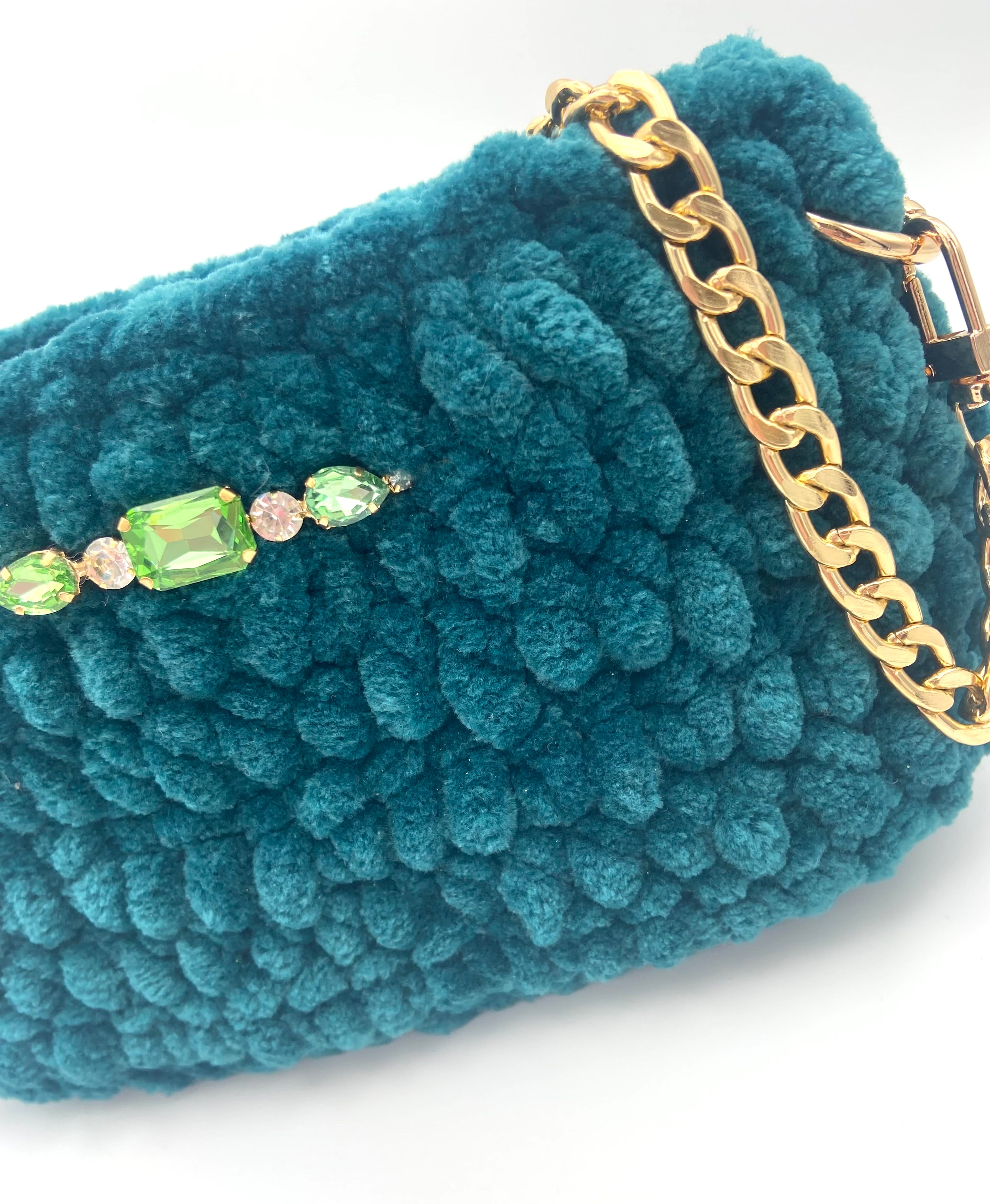 Mini sac Sydney velours vert sapin