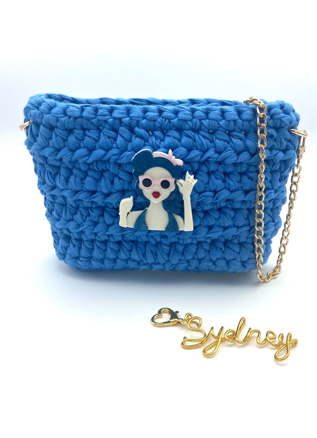 Sac Sydney en crochet bleu