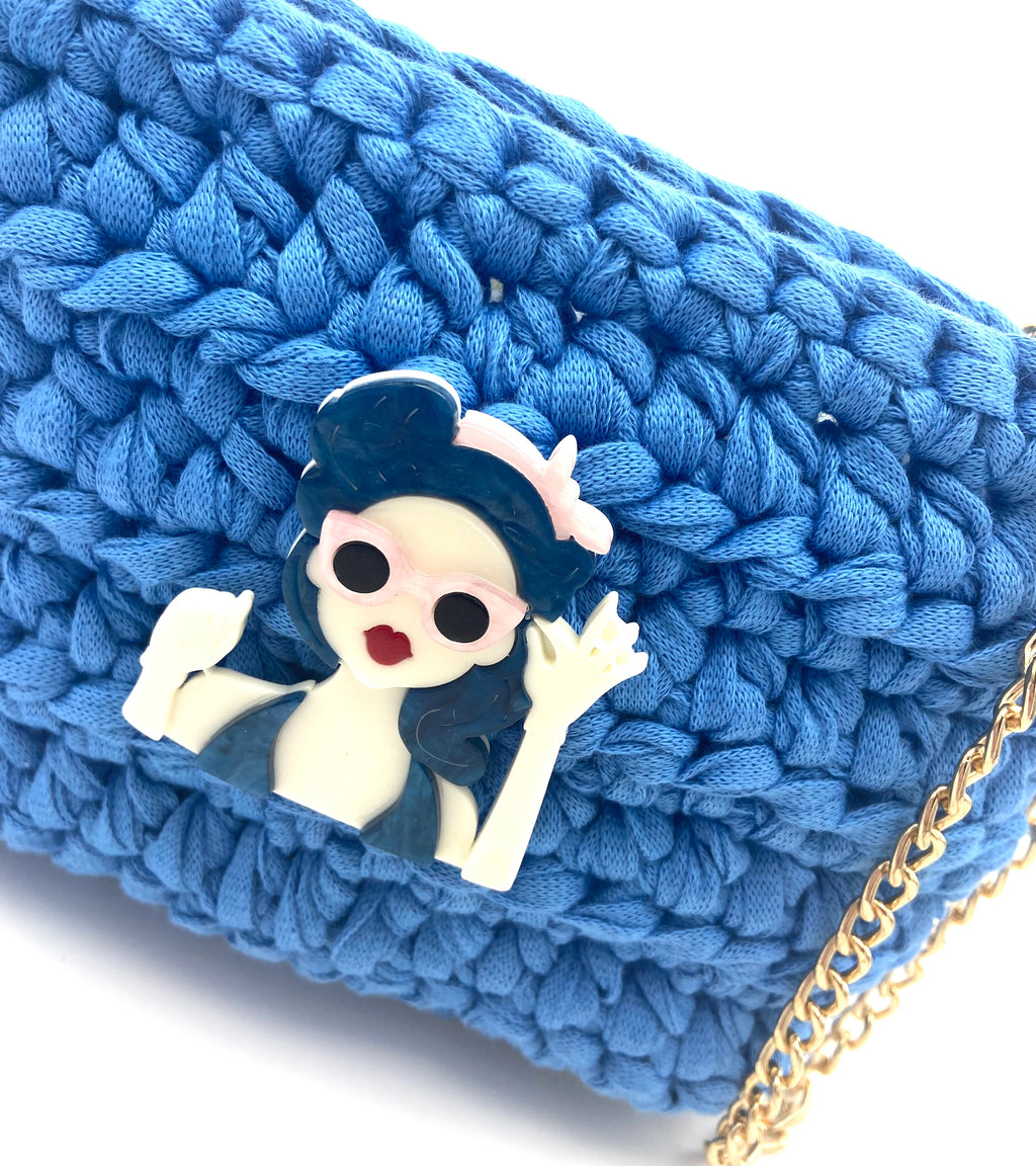 Sac Sydney en crochet bleu