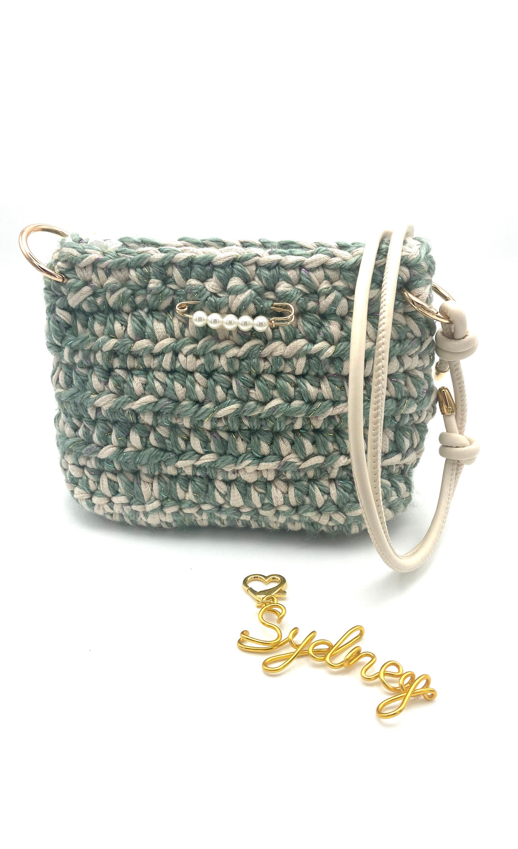 Sac Sydney en crochet kaki et crème