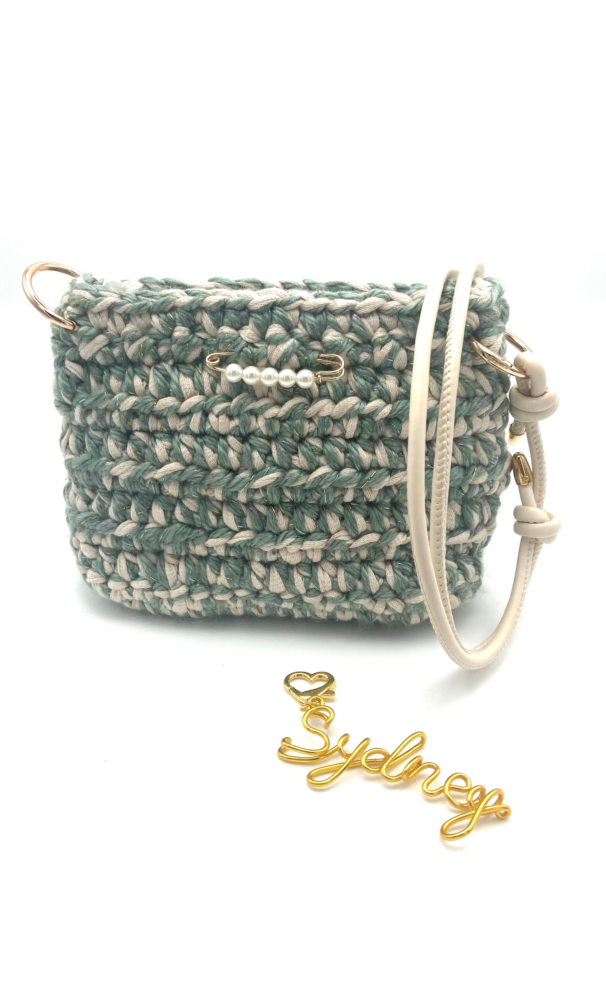 Sac Sydney en crochet kaki et crème