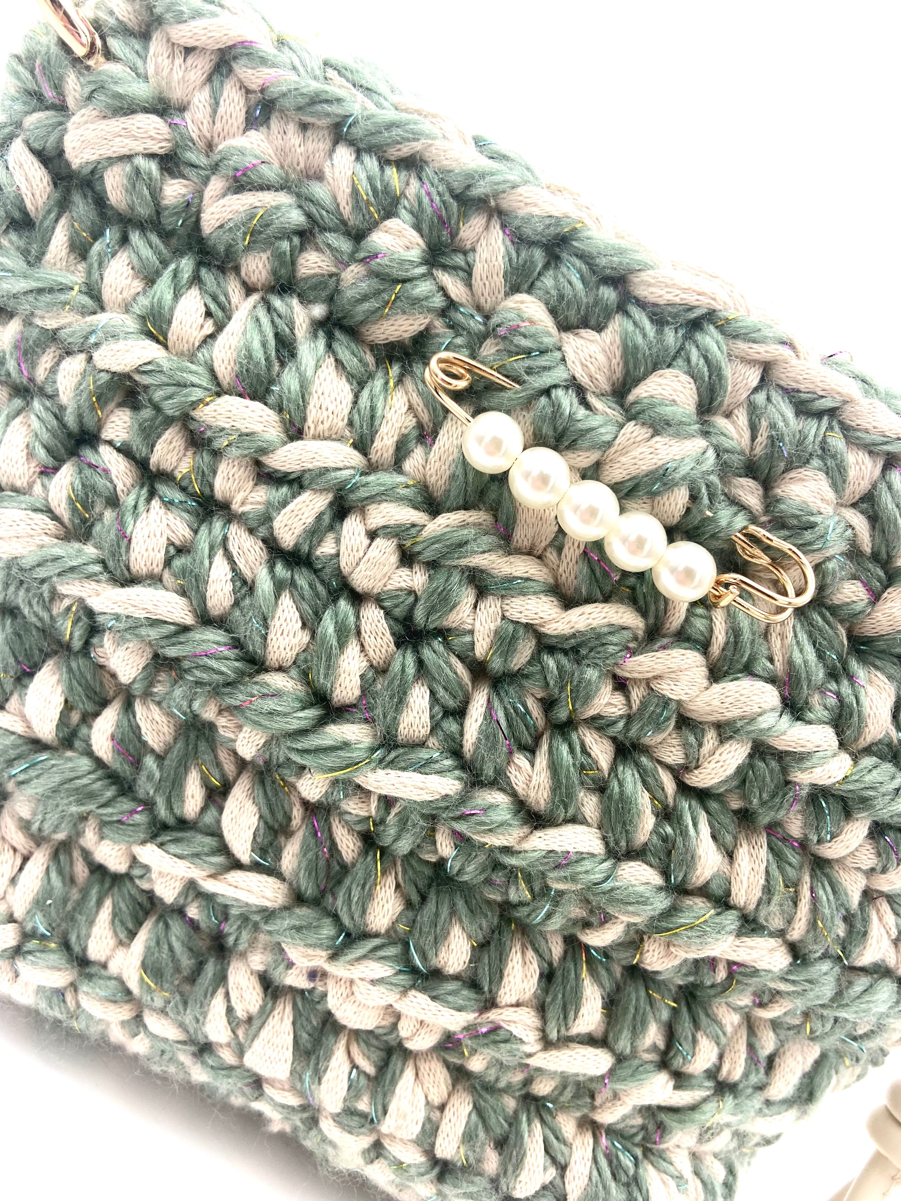 Sac Sydney en crochet kaki et crème