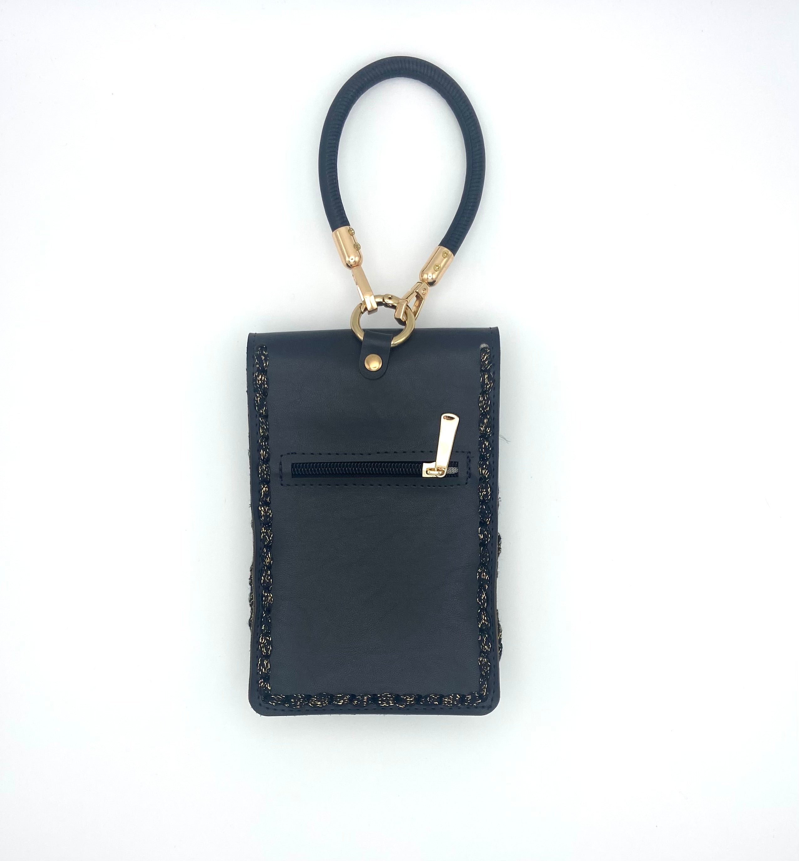 Pochette de téléphone Ibiza en crochet lurex noir