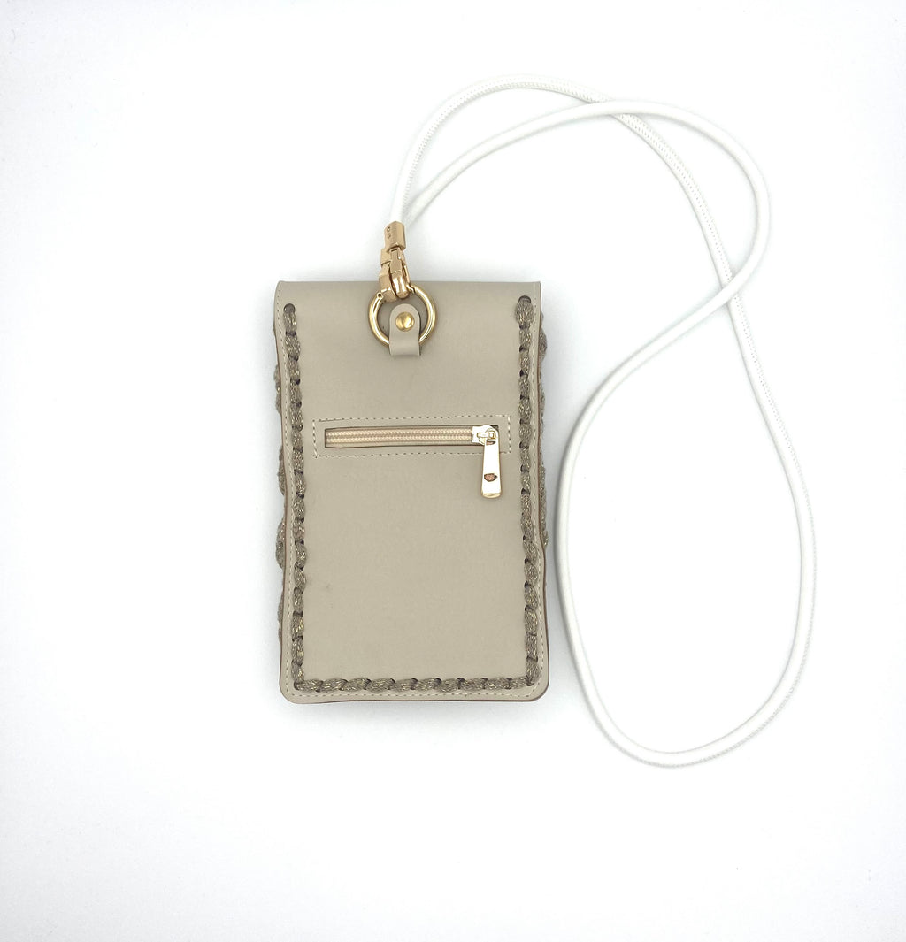 Pochette portable Ibiza en crochet  lurex beige