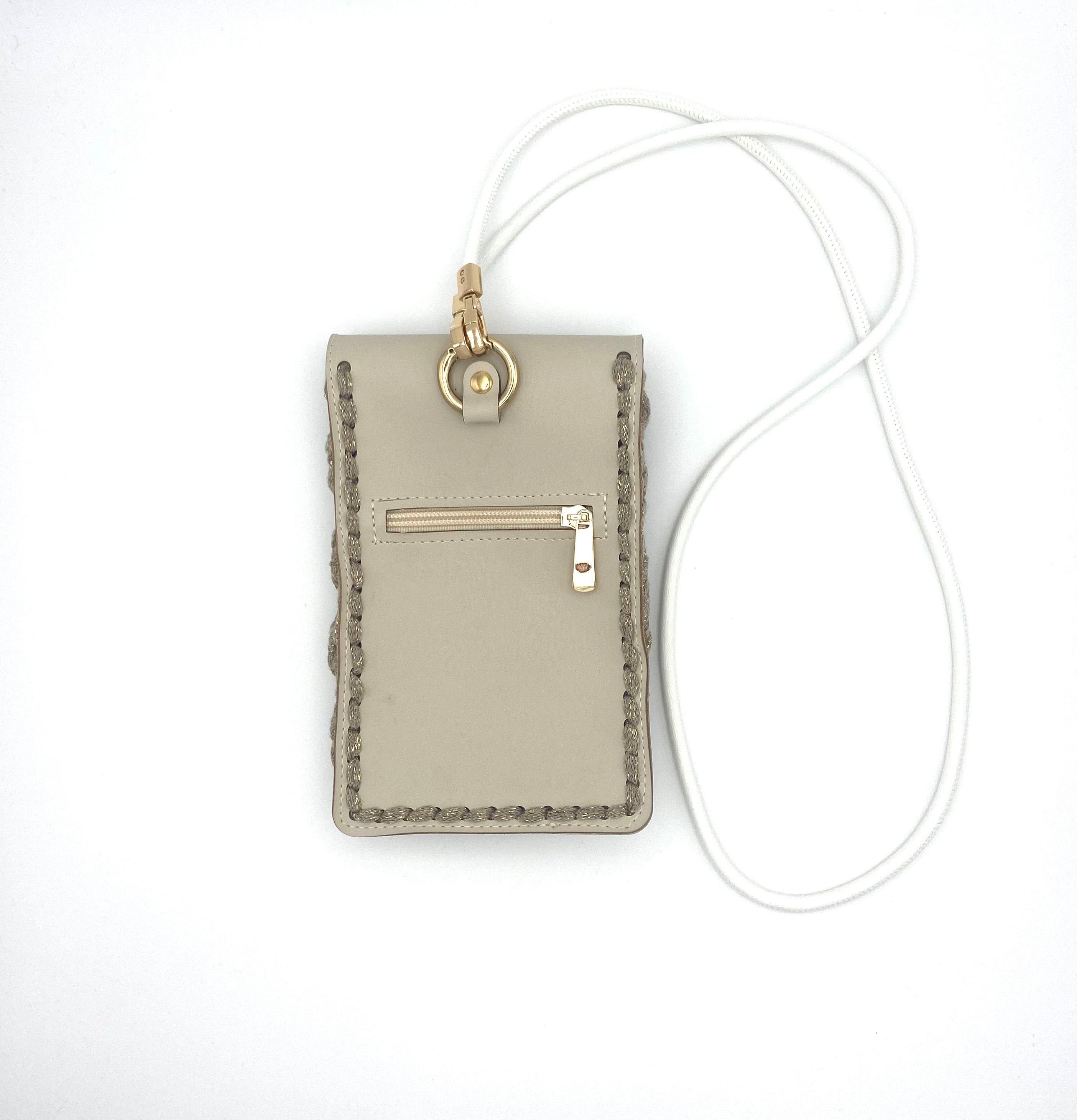 Pochette portable Ibiza en crochet  lurex beige