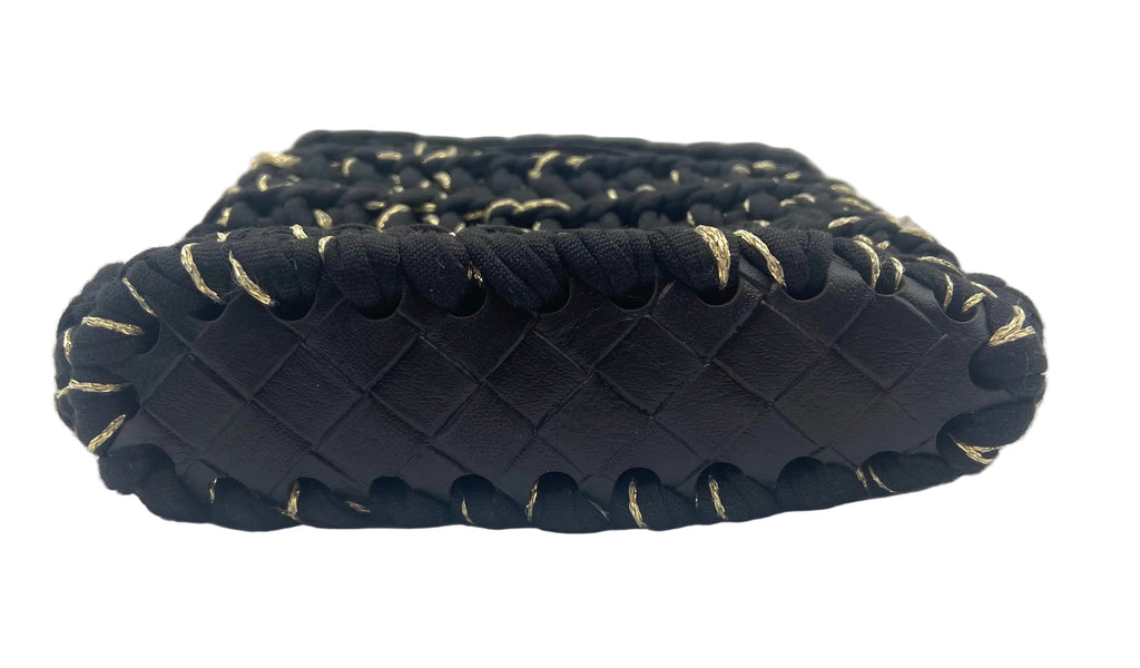 Pochette de téléphone Ibiza en crochet noir, or et argent
