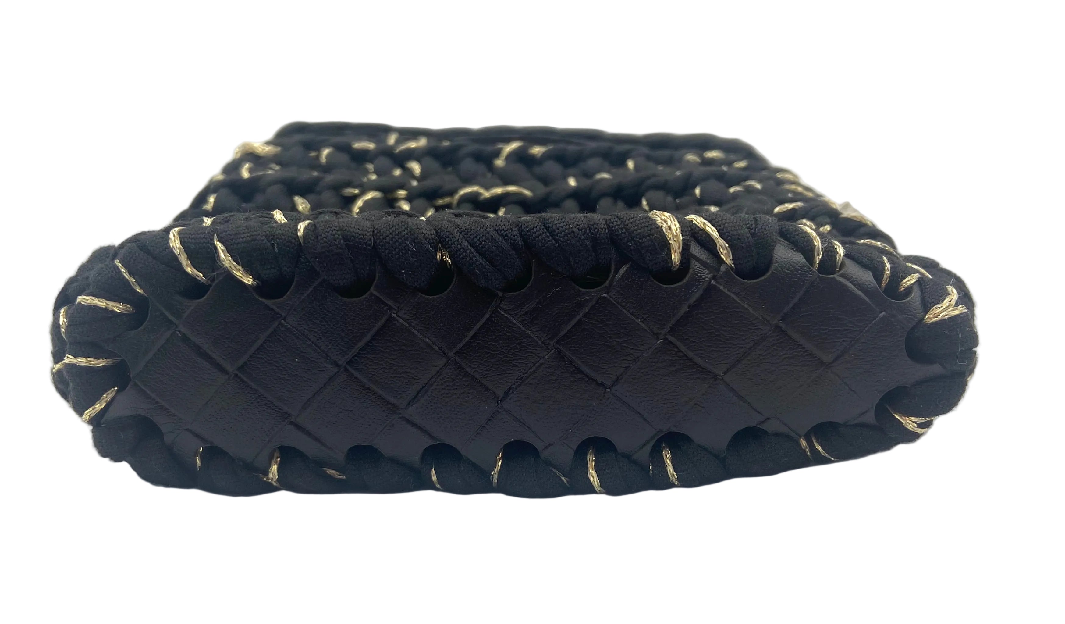 Pochette de téléphone Ibiza en crochet noir, or et argent