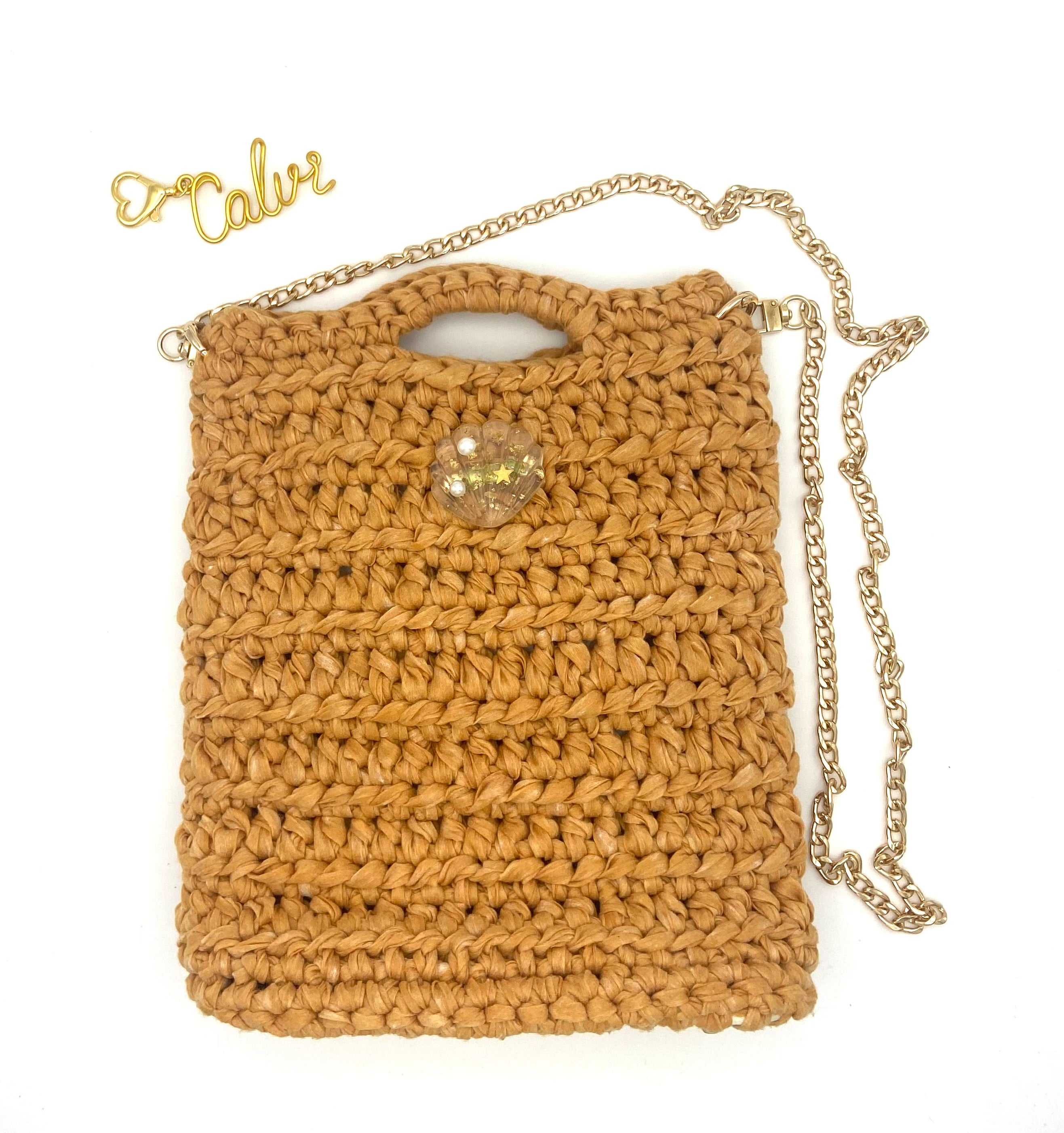 Sac Calvi en crochet curry