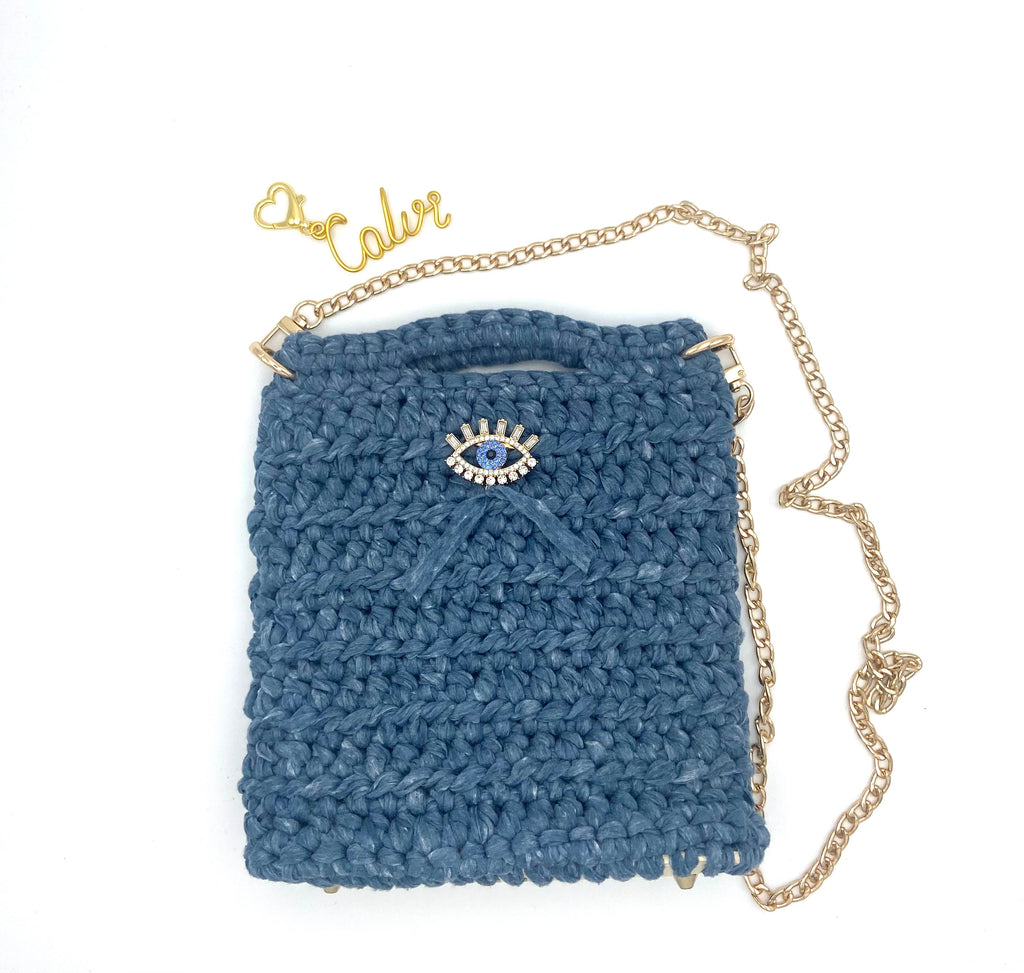 Sac Calvi en crochet jean délavé