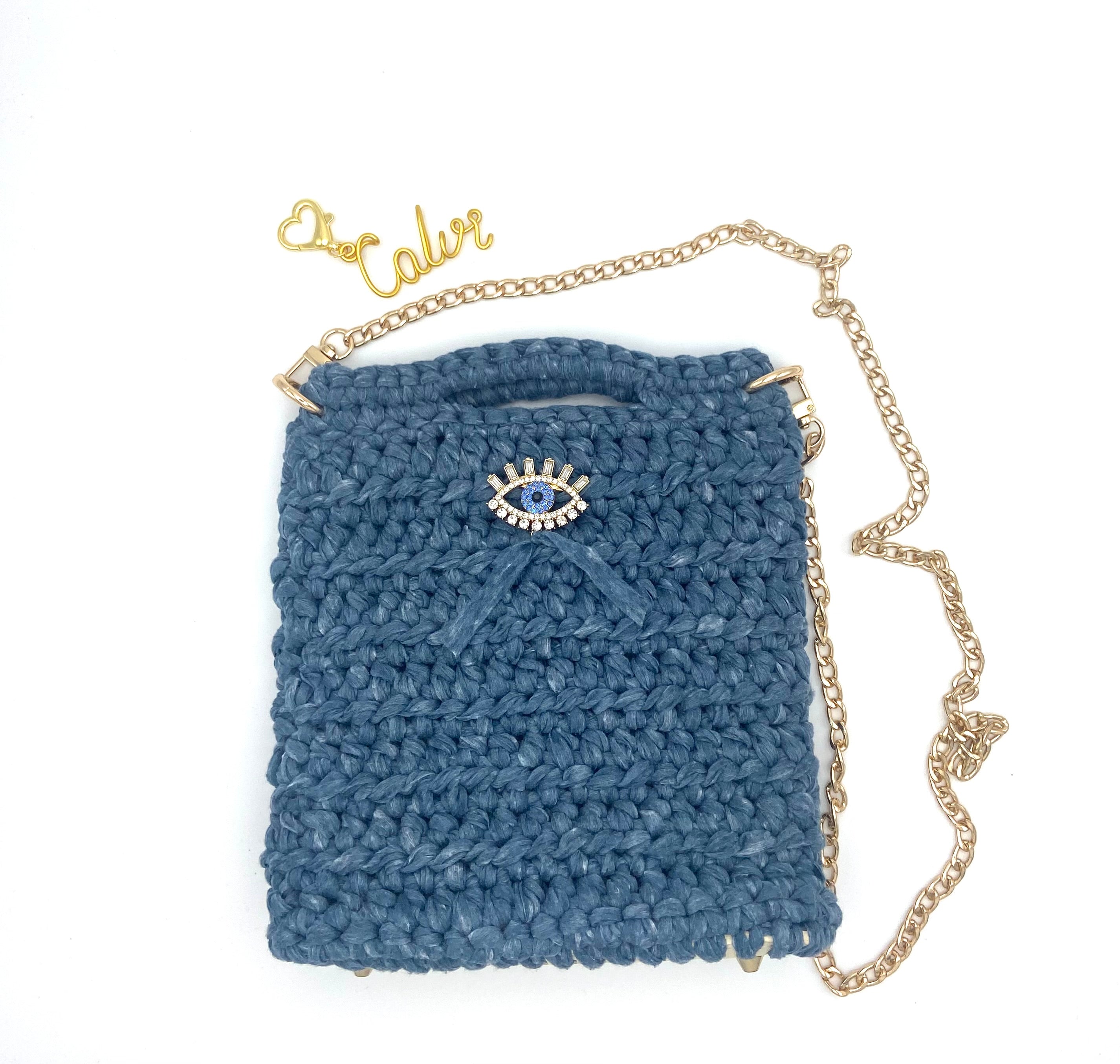 Sac Calvi en crochet jean délavé