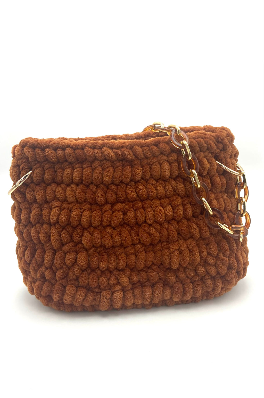 Sac Rio en crochet velours camel
