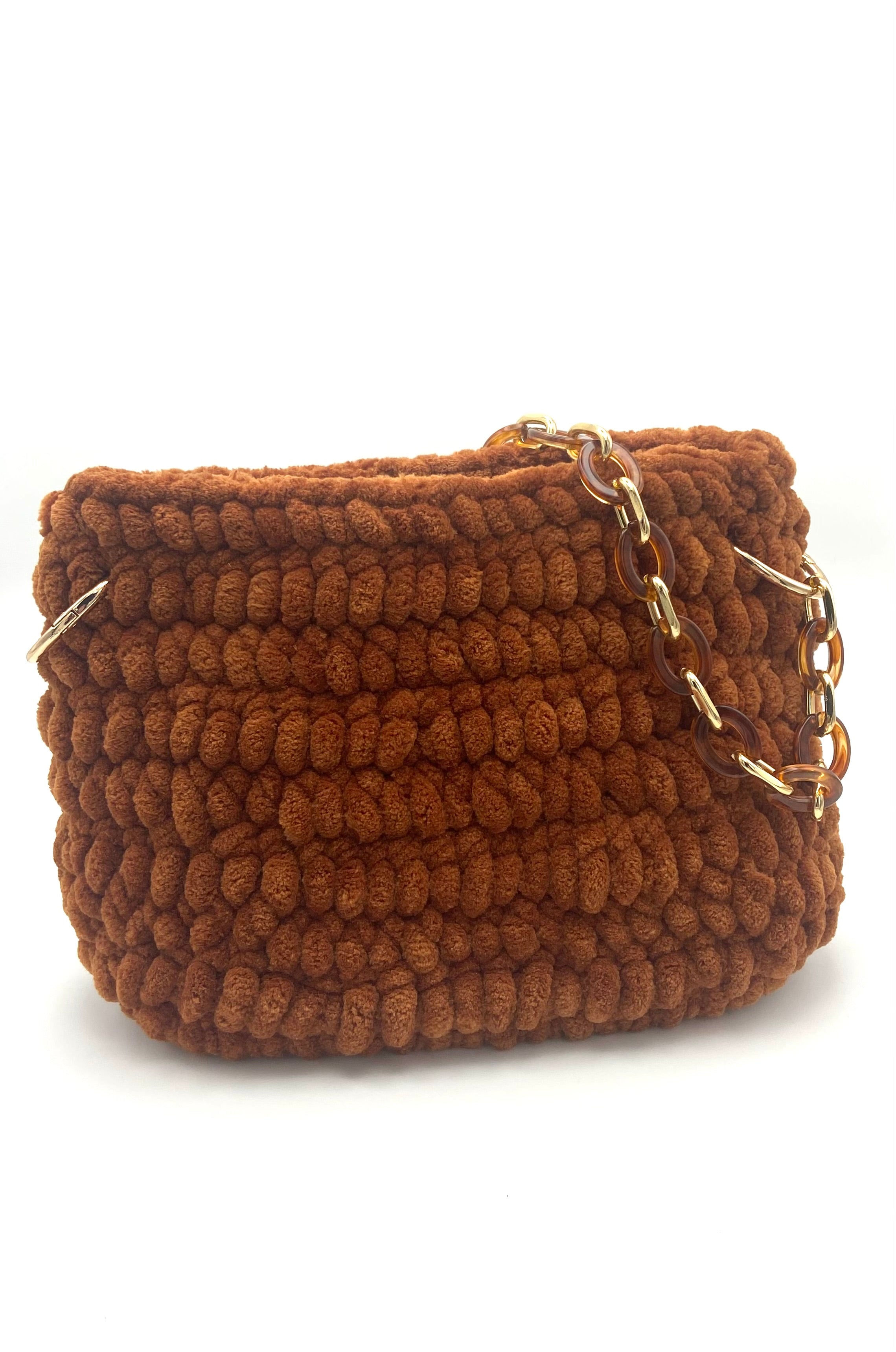 Sac Rio en crochet velours camel