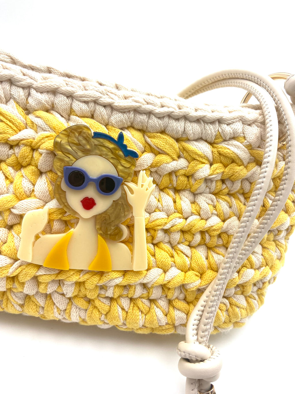 Sac Rio en crochet jaune et crème
