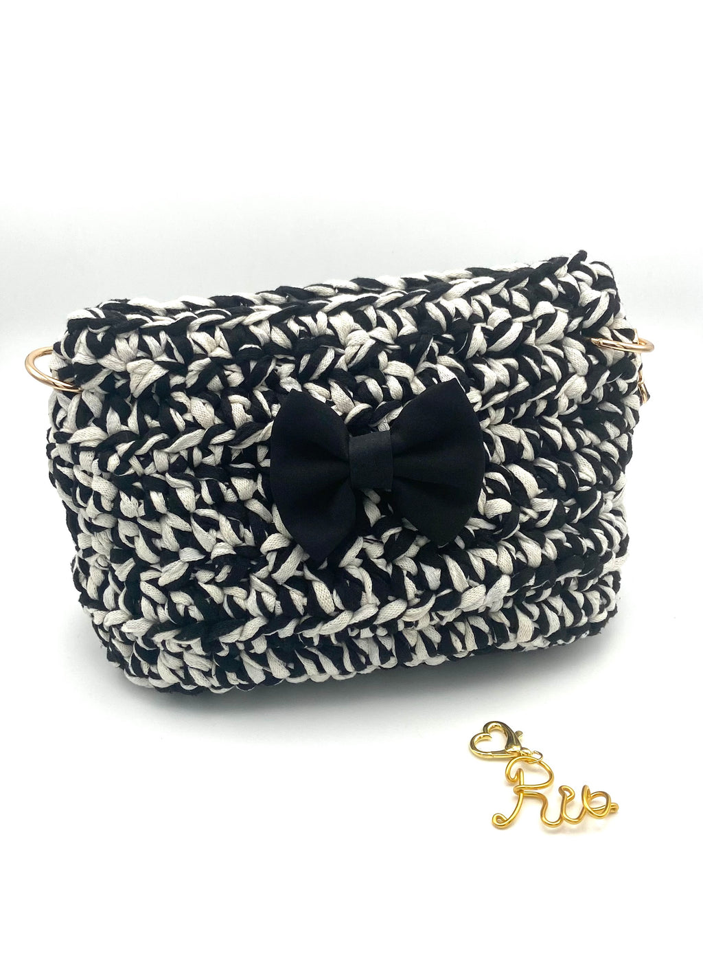 Sac Rio en crochet noir et blanc