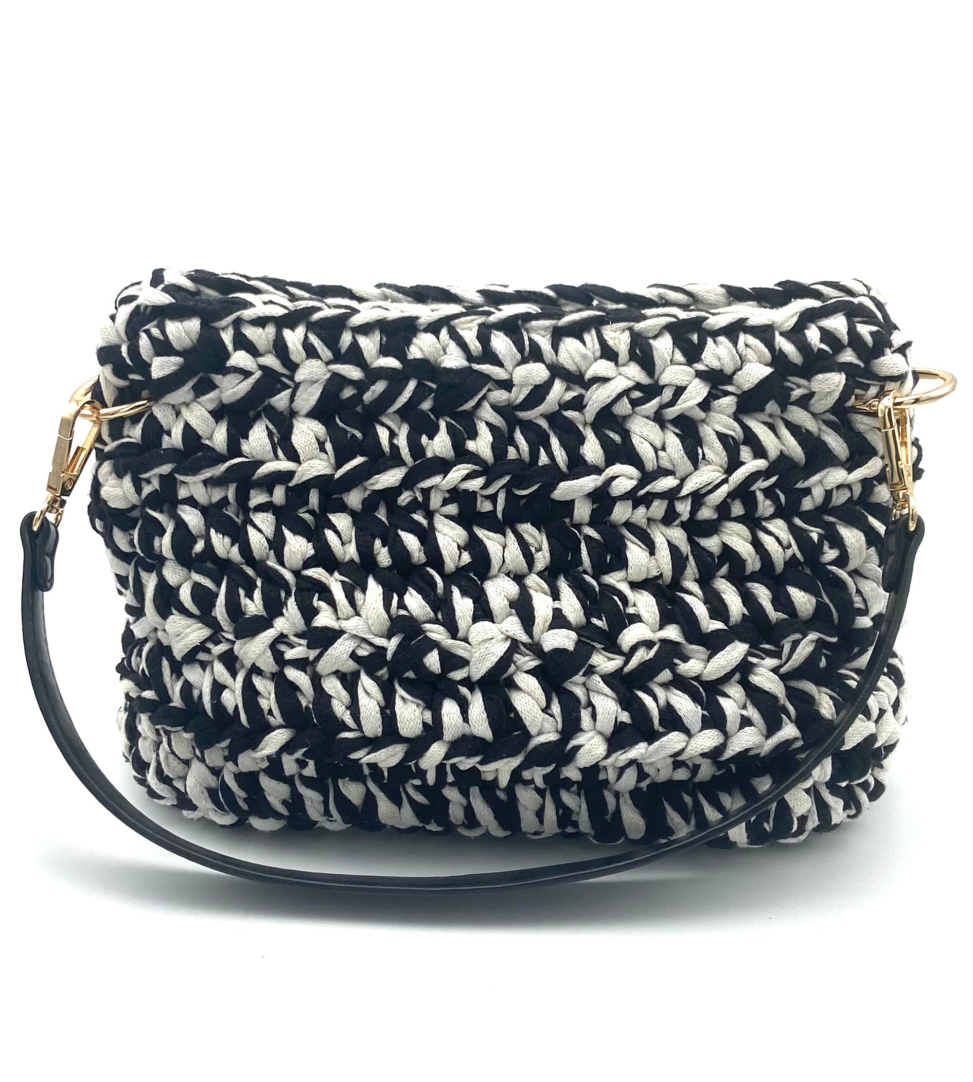 Sac Rio en crochet noir et blanc
