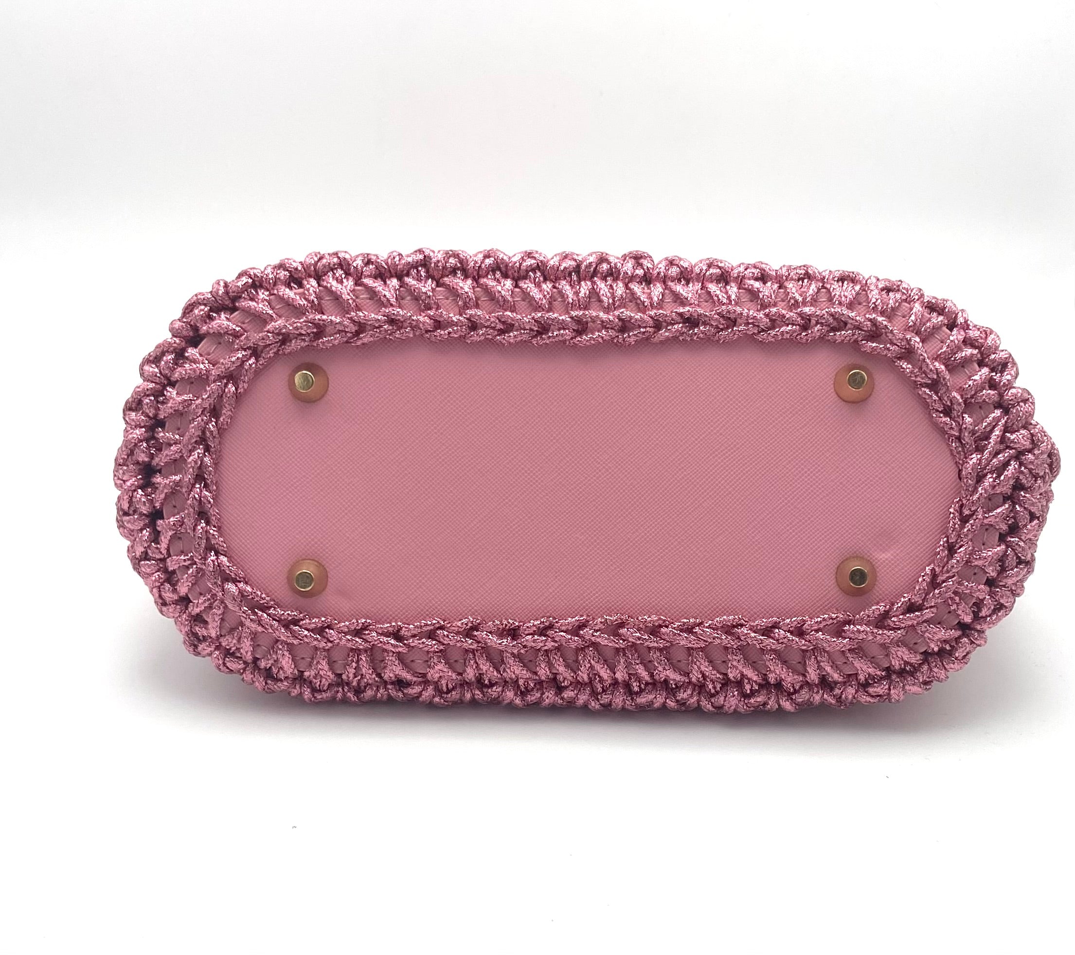 Sac Rio en crochet rose métallisé