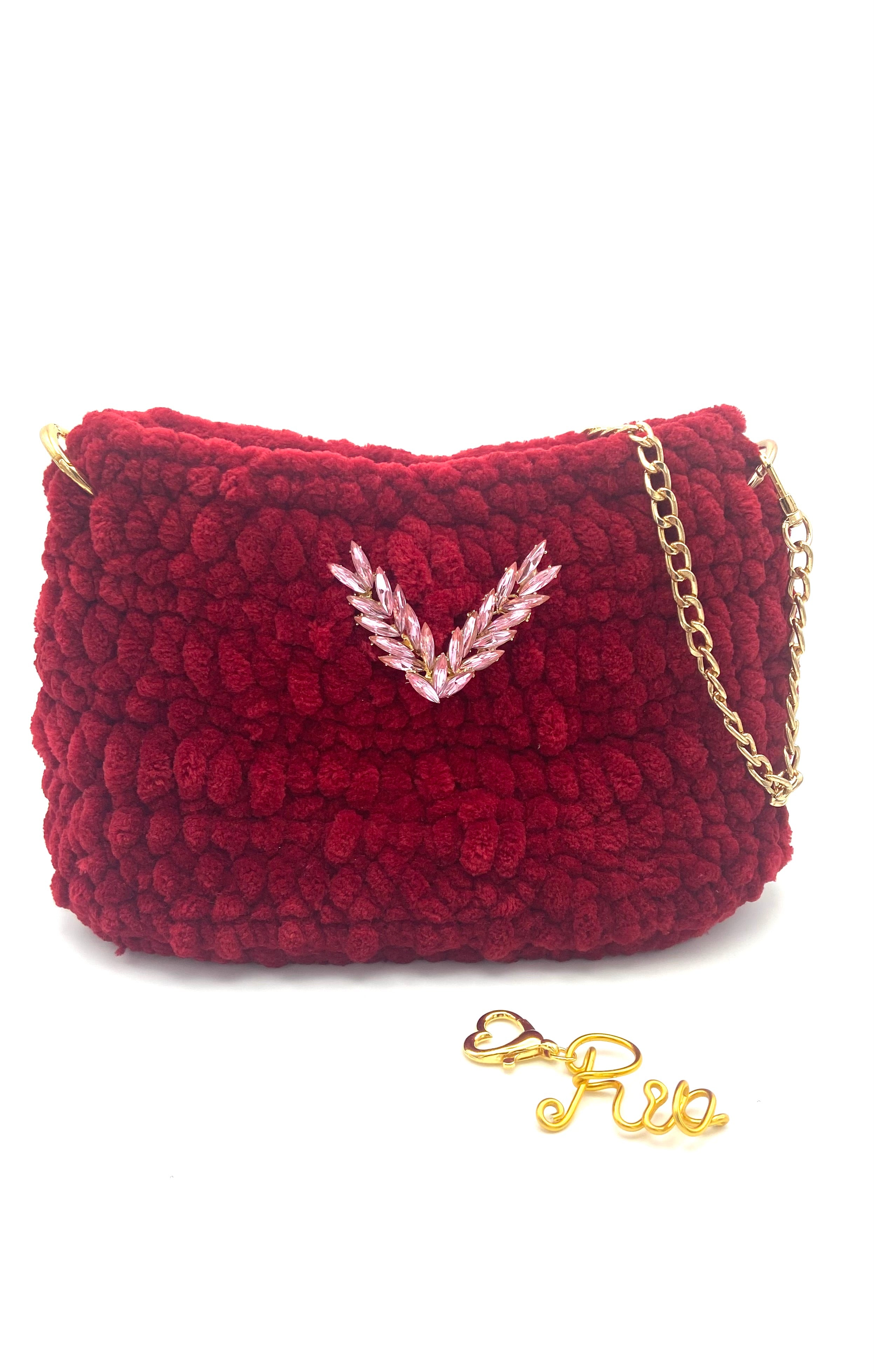 Sac Rio en crochet velours rouge