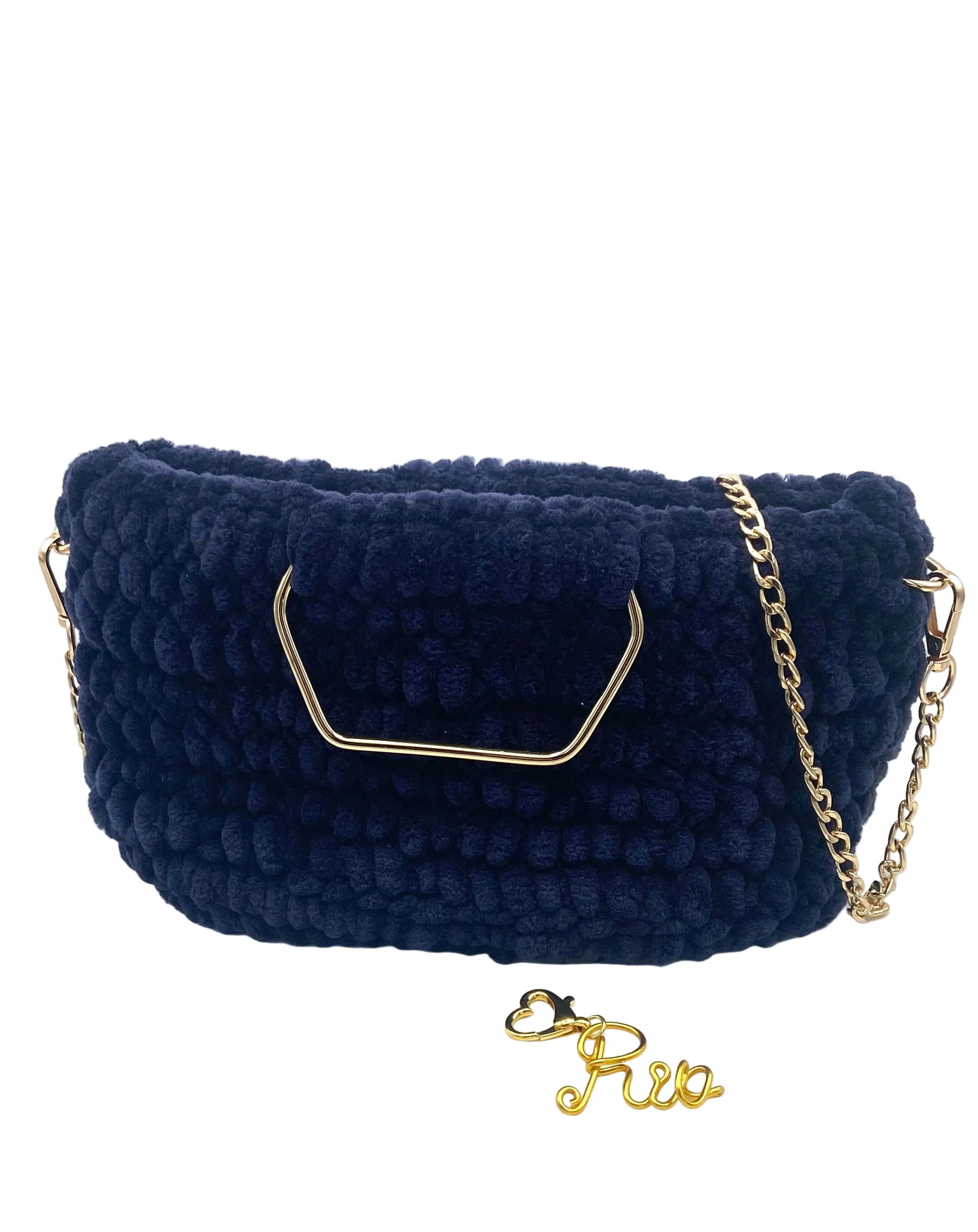 Sac Rio en crochet velours marine