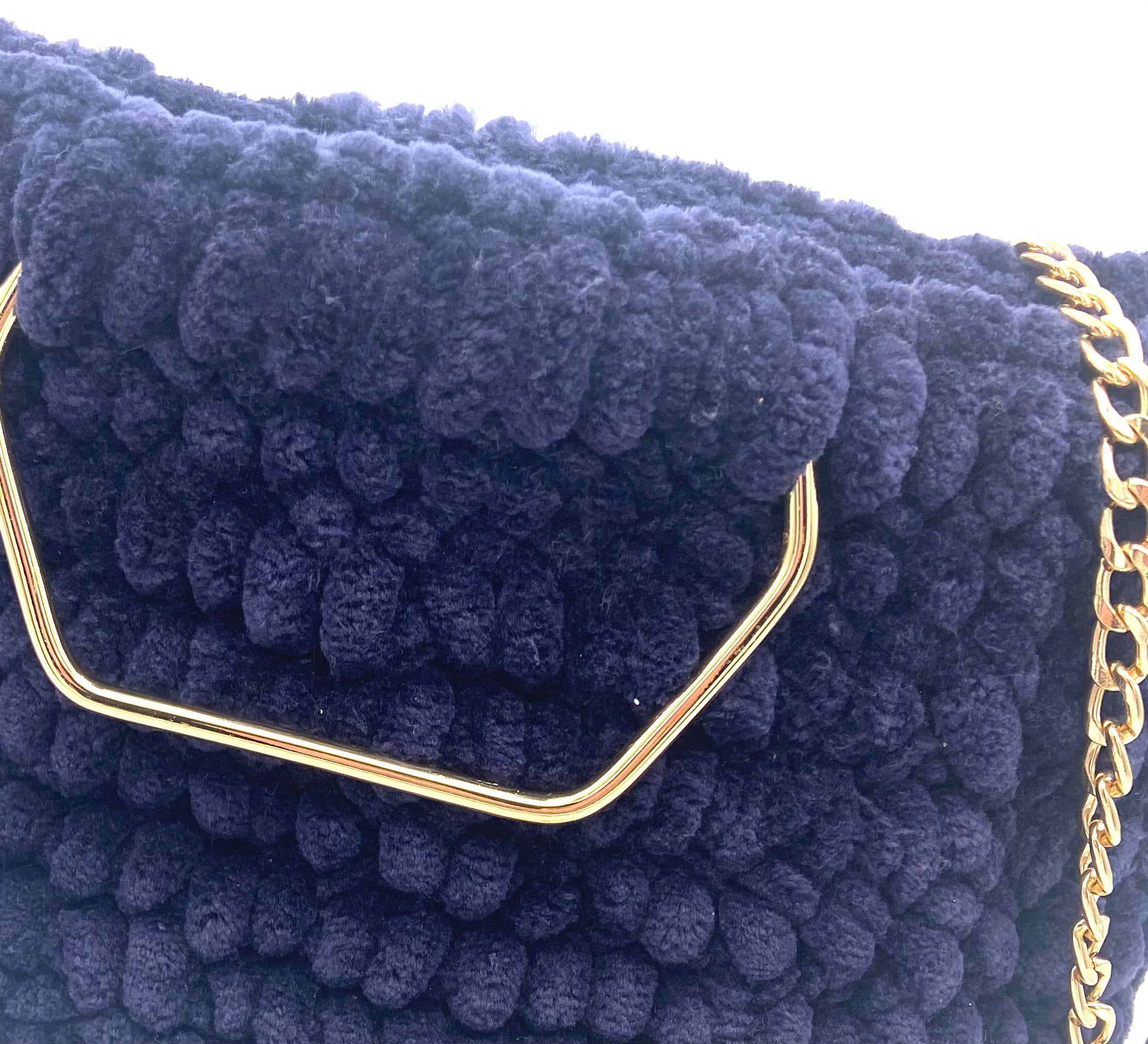 Sac Rio en crochet velours marine