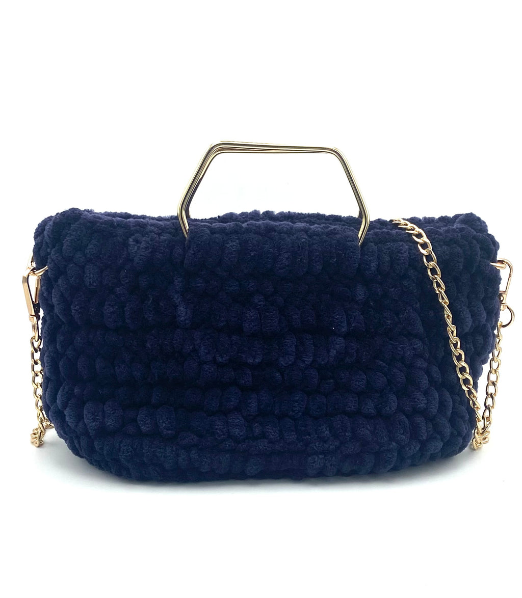 Sac Rio en crochet velours marine