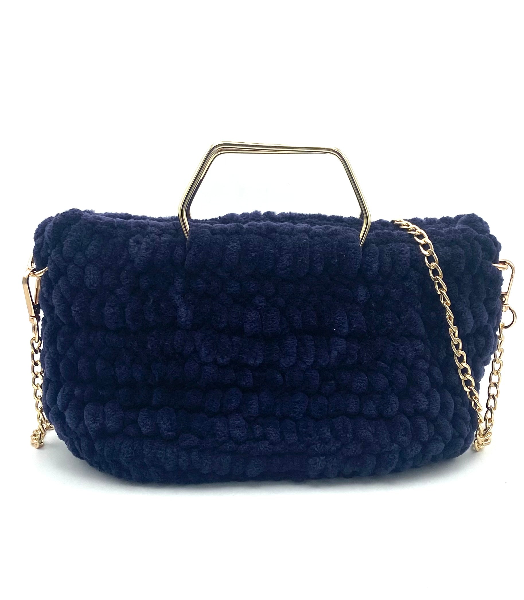 Sac Rio en crochet velours marine
