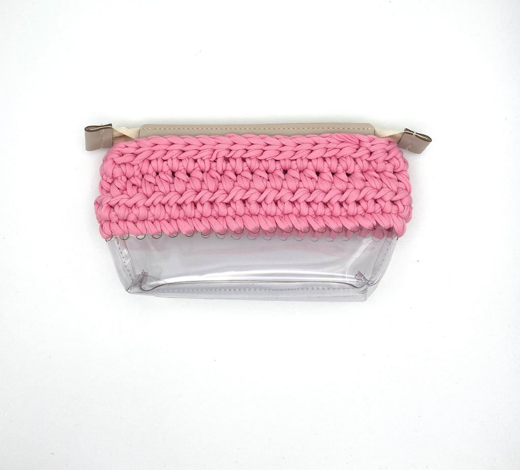 Trousse en crochet rose