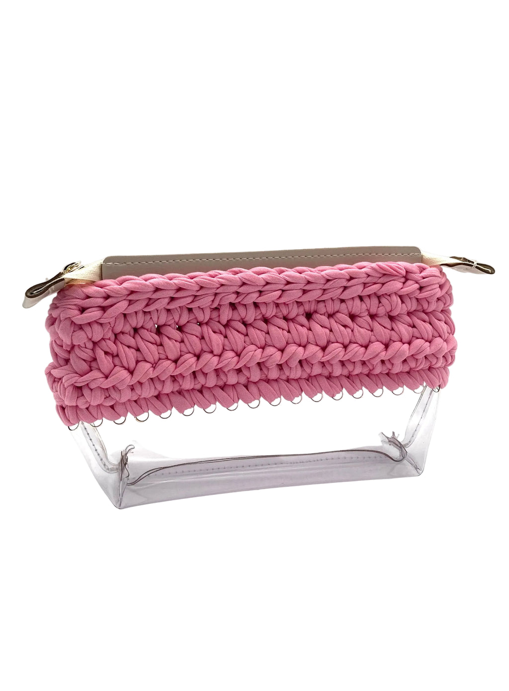 Trousse en crochet rose