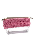 Trousse en crochet rose