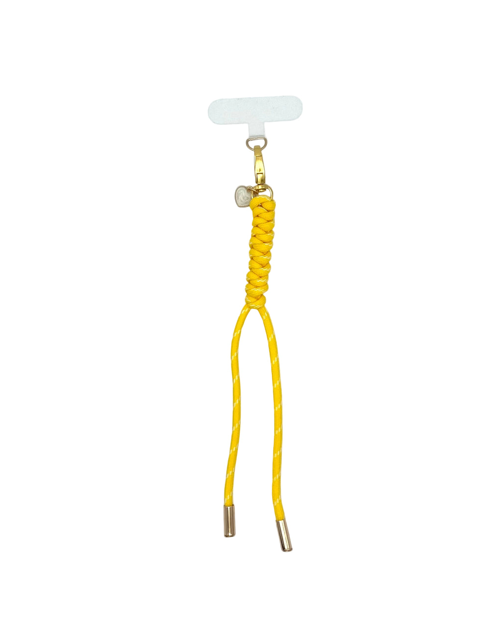Porte clés et accessoire de sac ou téléphone coeur en paracorde jaune