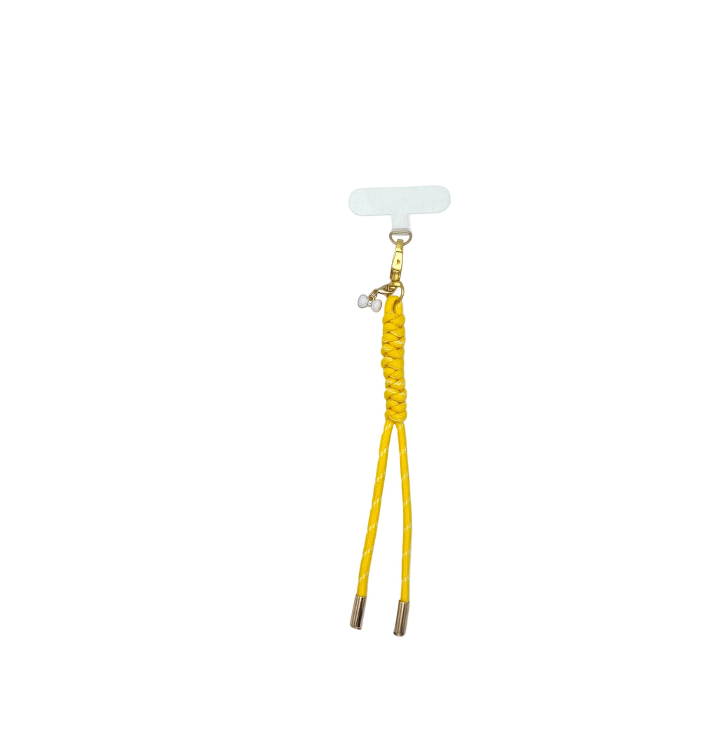 Porte clés et accessoire de sac ou téléphone noeud en paracorde jaune
