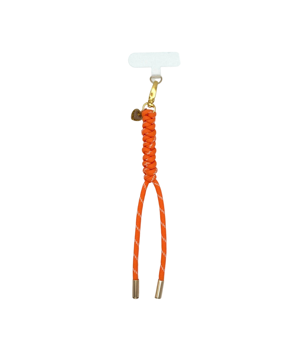 Porte clés et accessoire de sac ou téléphone coeur en paracorde orange