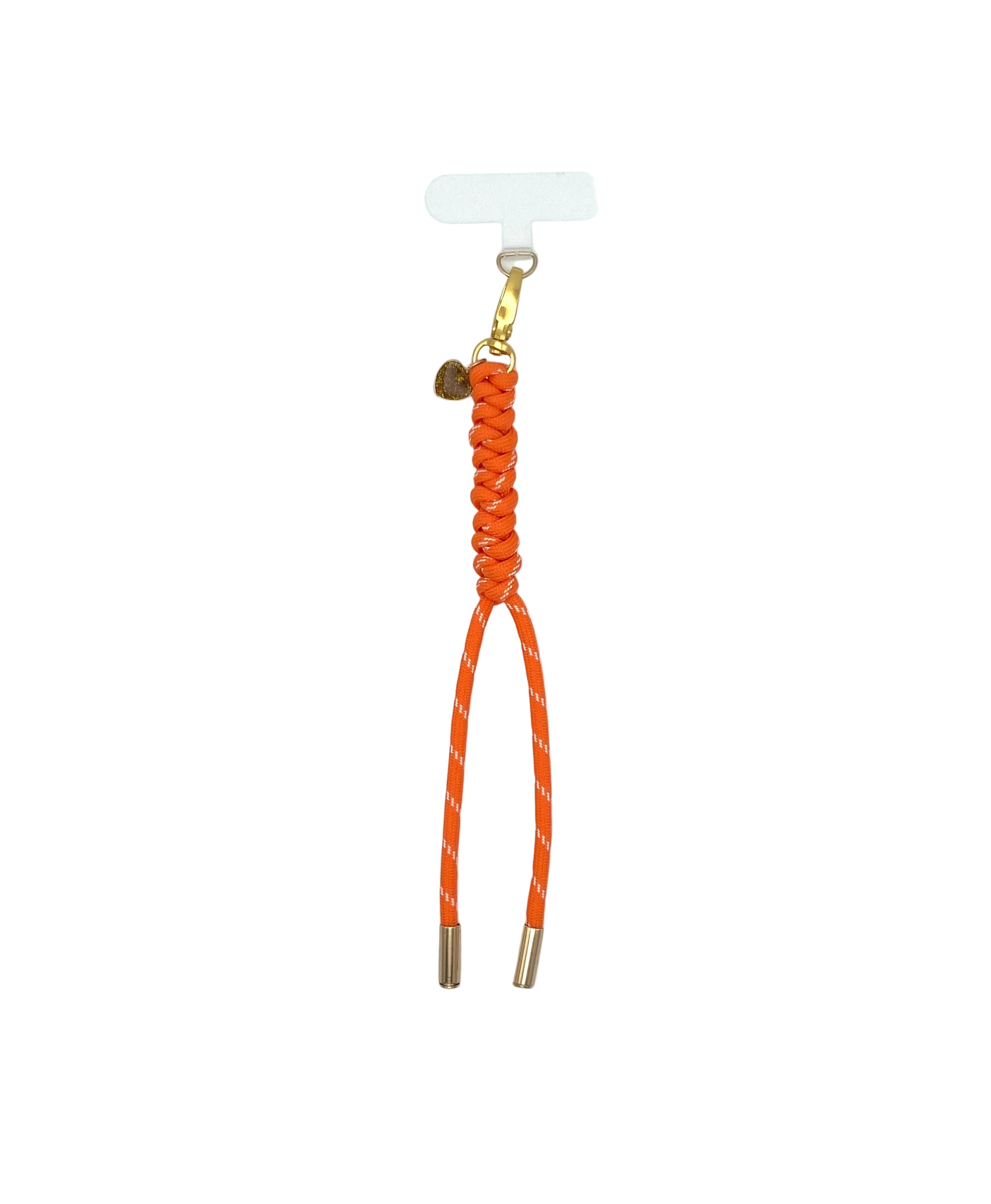 Porte clés et accessoire de sac ou téléphone coeur en paracorde orange
