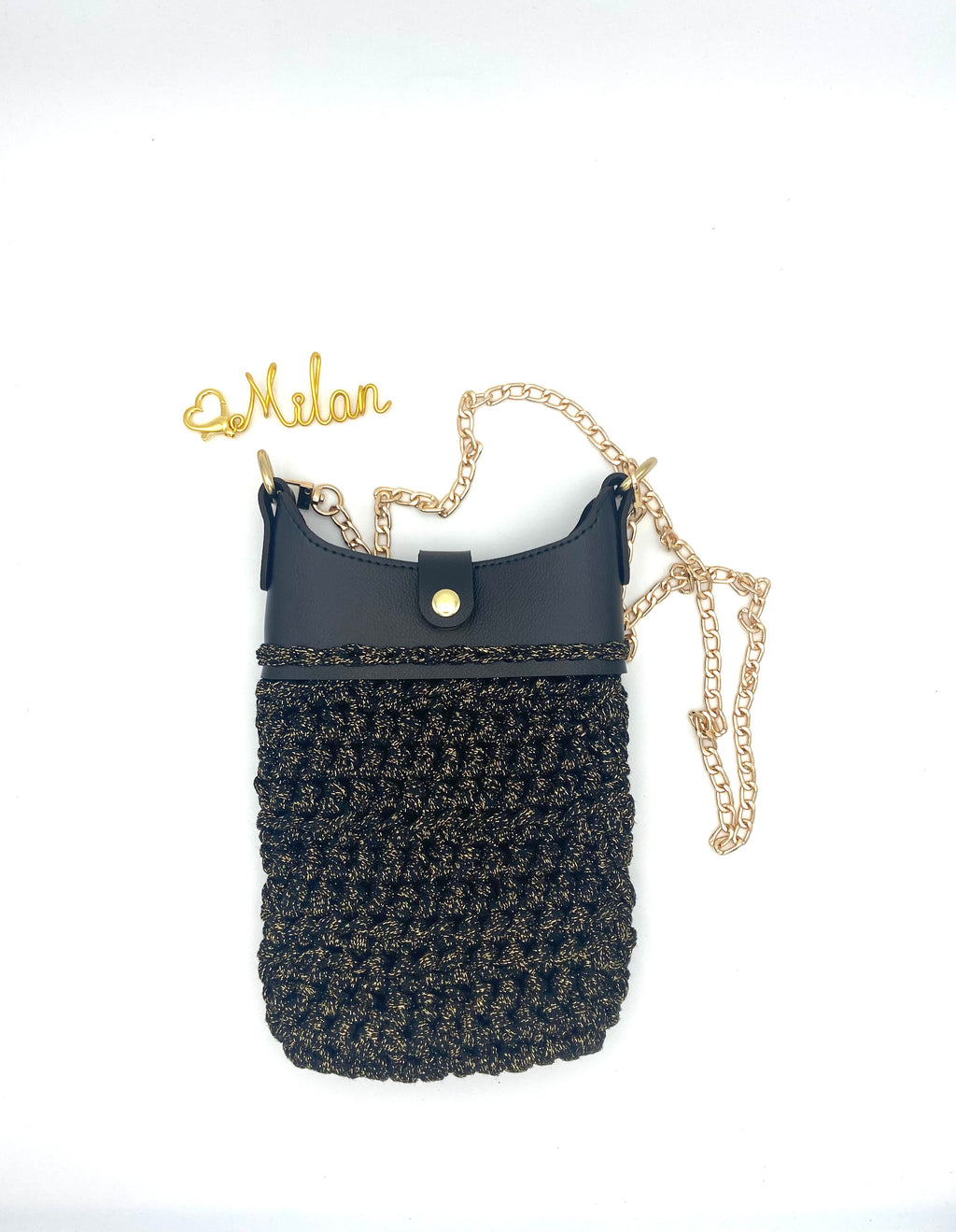 Pochette Milan en crochet lurex noir