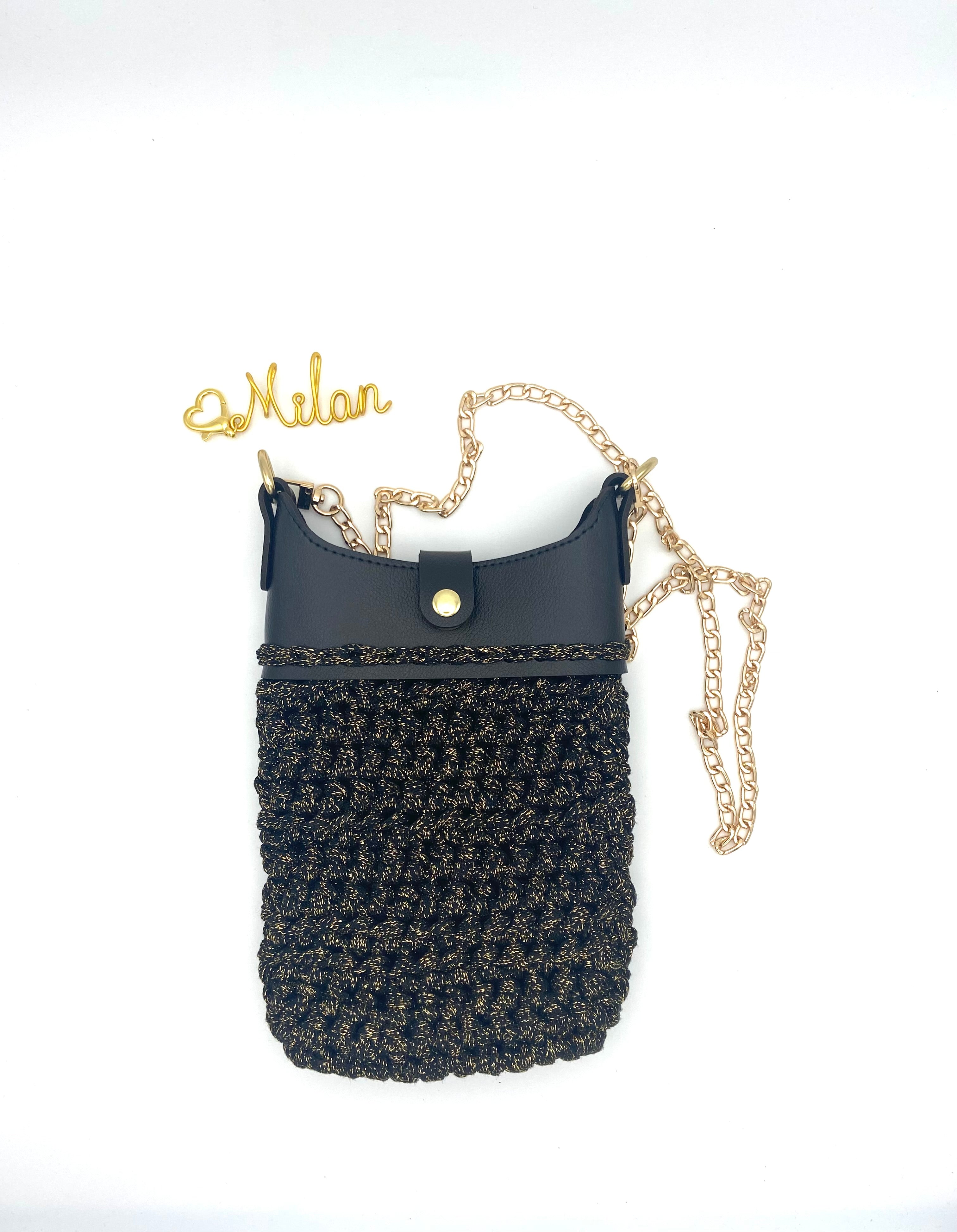Pochette Milan en crochet lurex noir
