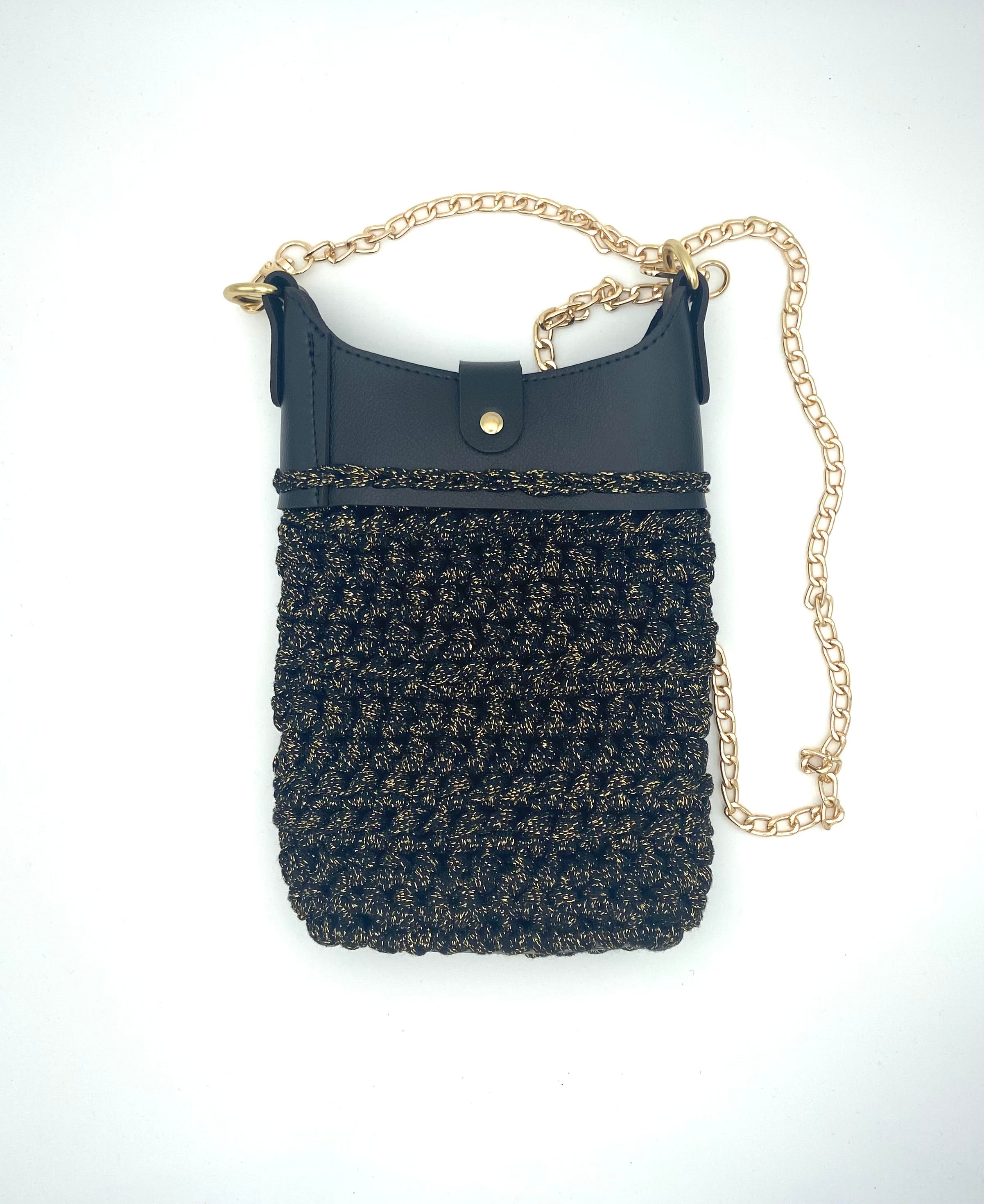 Pochette Milan en crochet lurex noir