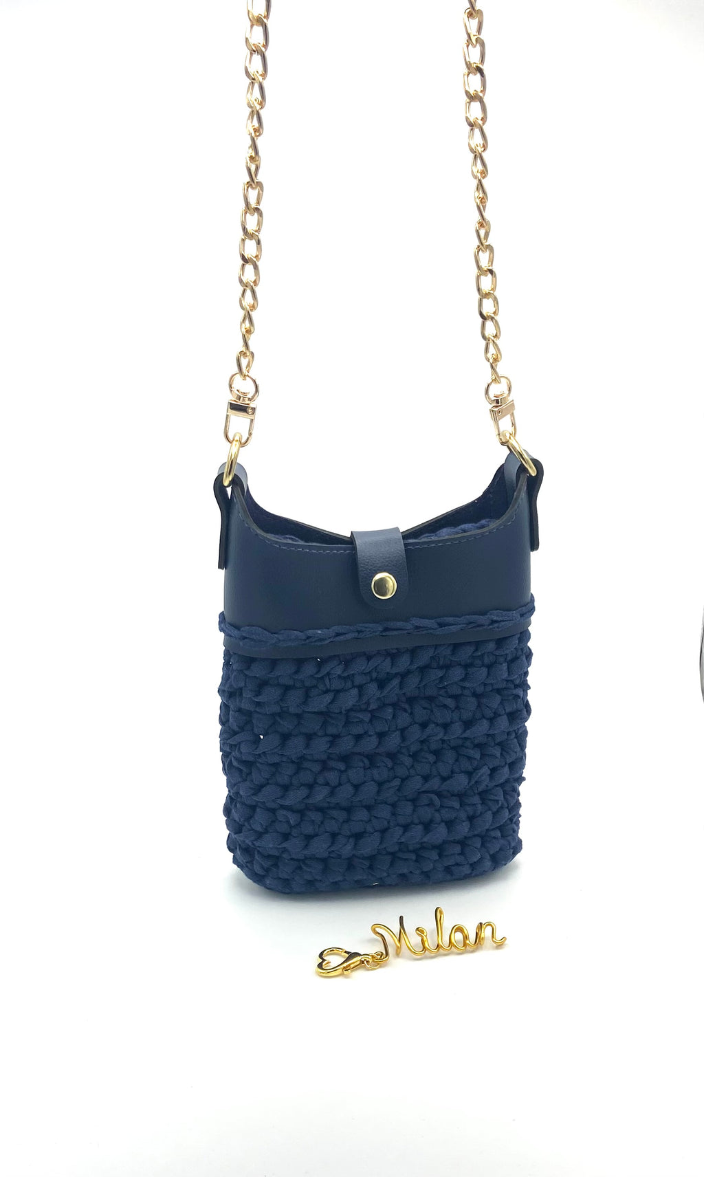 Pochette Milan en crochet marine