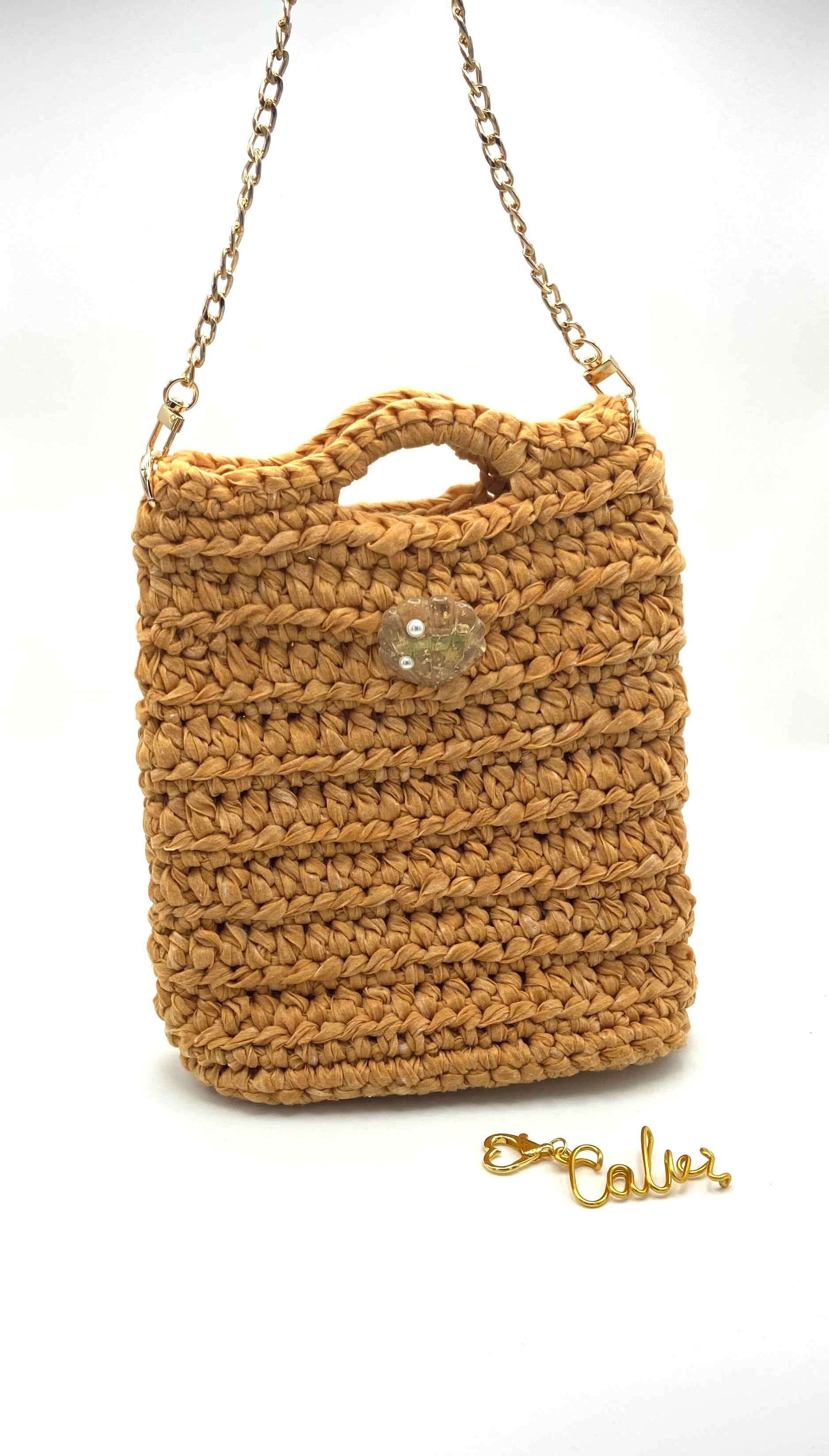 Sac Calvi en crochet curry