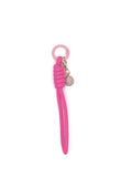 porte clés en macramé fuchsia avec coquillage