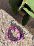 Grigri de sac, téléphone et clés en macramé lilas. Fait main en France