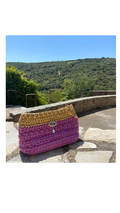 Sac au crochet lilas et or
