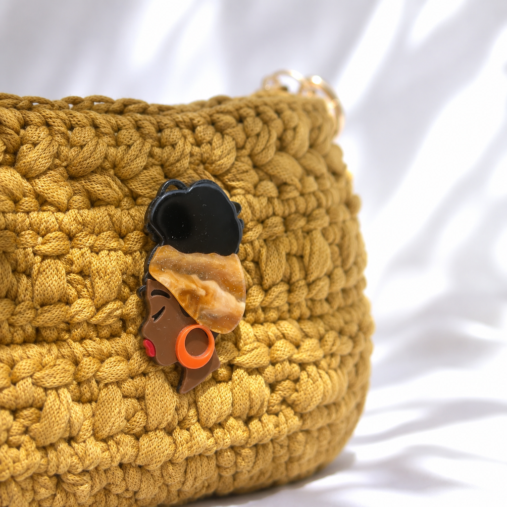 Sac bandoulière au crochet safran
